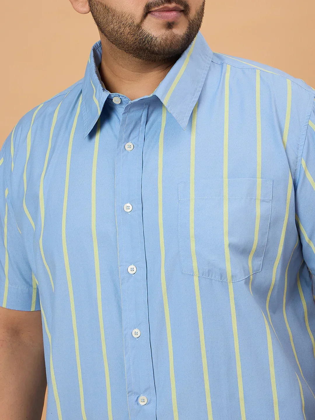 Men Plus Size Noeud Striped Shirt - Image 7