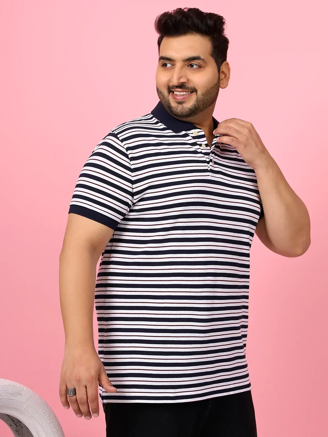 Men Plus Size Nomvox Striped Multi Polo Tshirt - Image 4