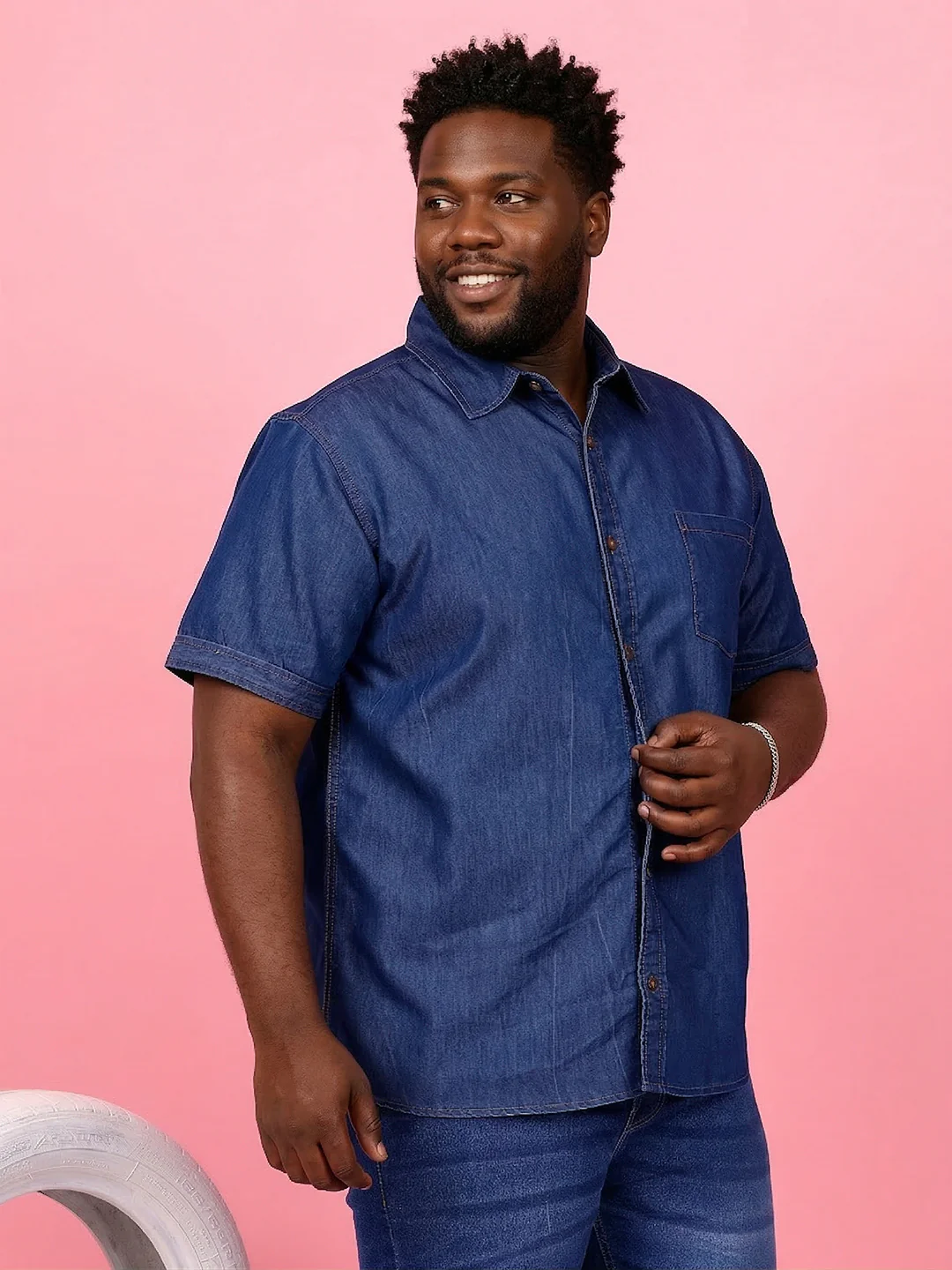 Men Plus Size Norflek Blue Solid Casual Shirt - Image 2