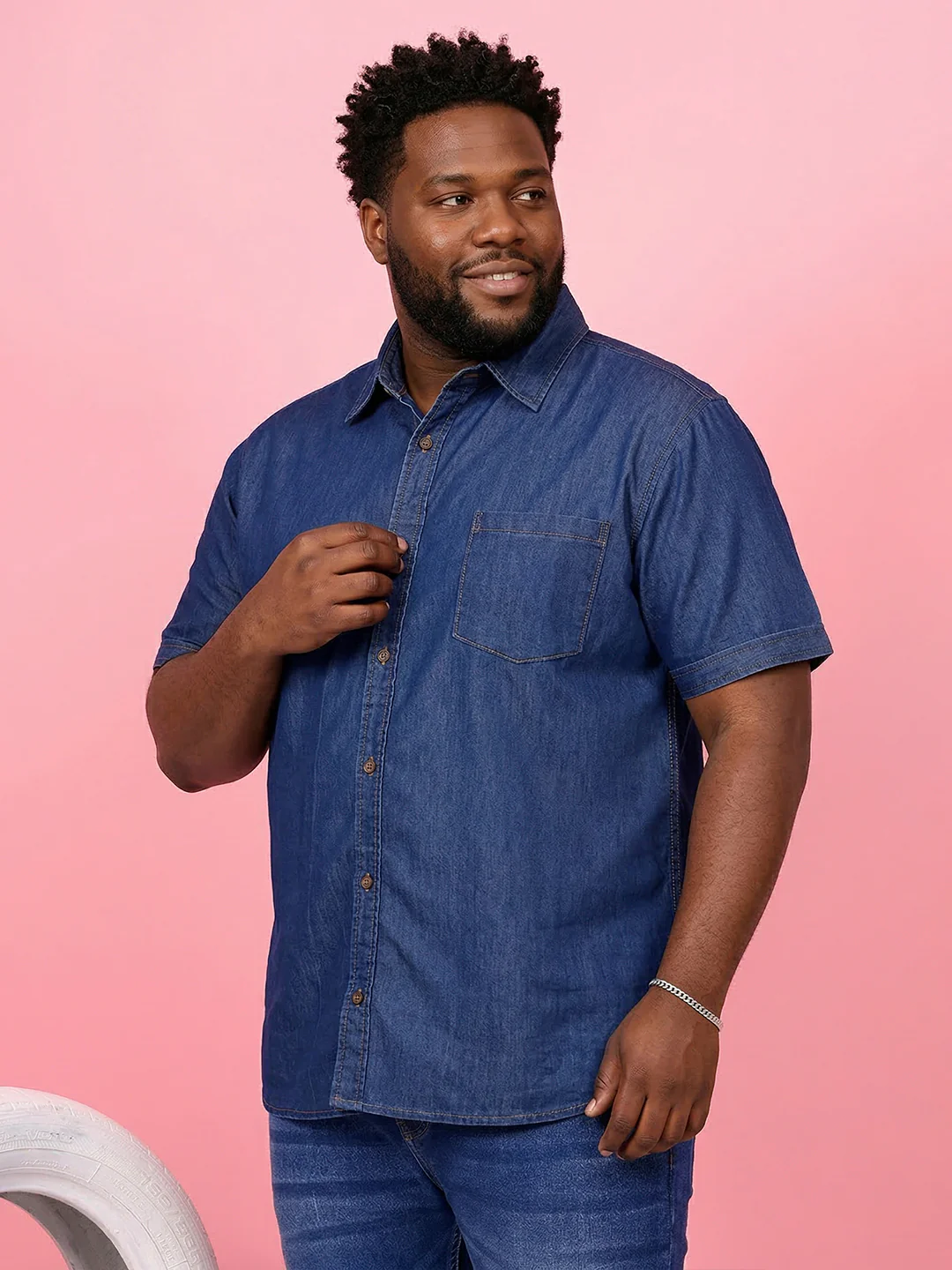 Men Plus Size Norflek Blue Solid Casual Shirt - Image 3
