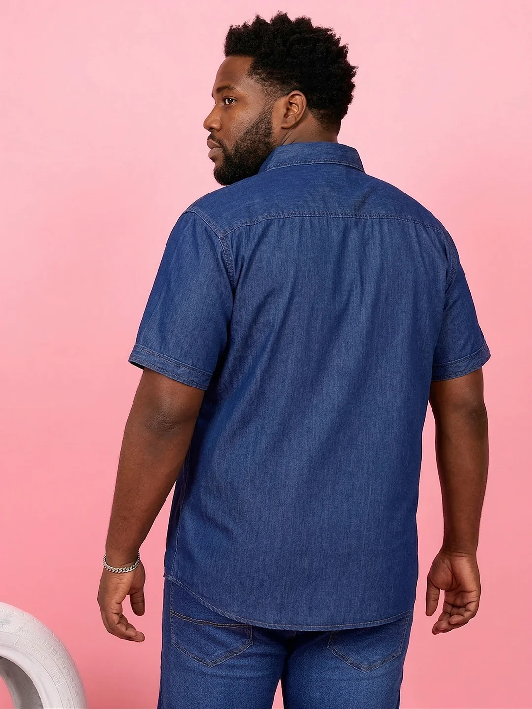 Men Plus Size Norflek Blue Solid Casual Shirt - Image 4