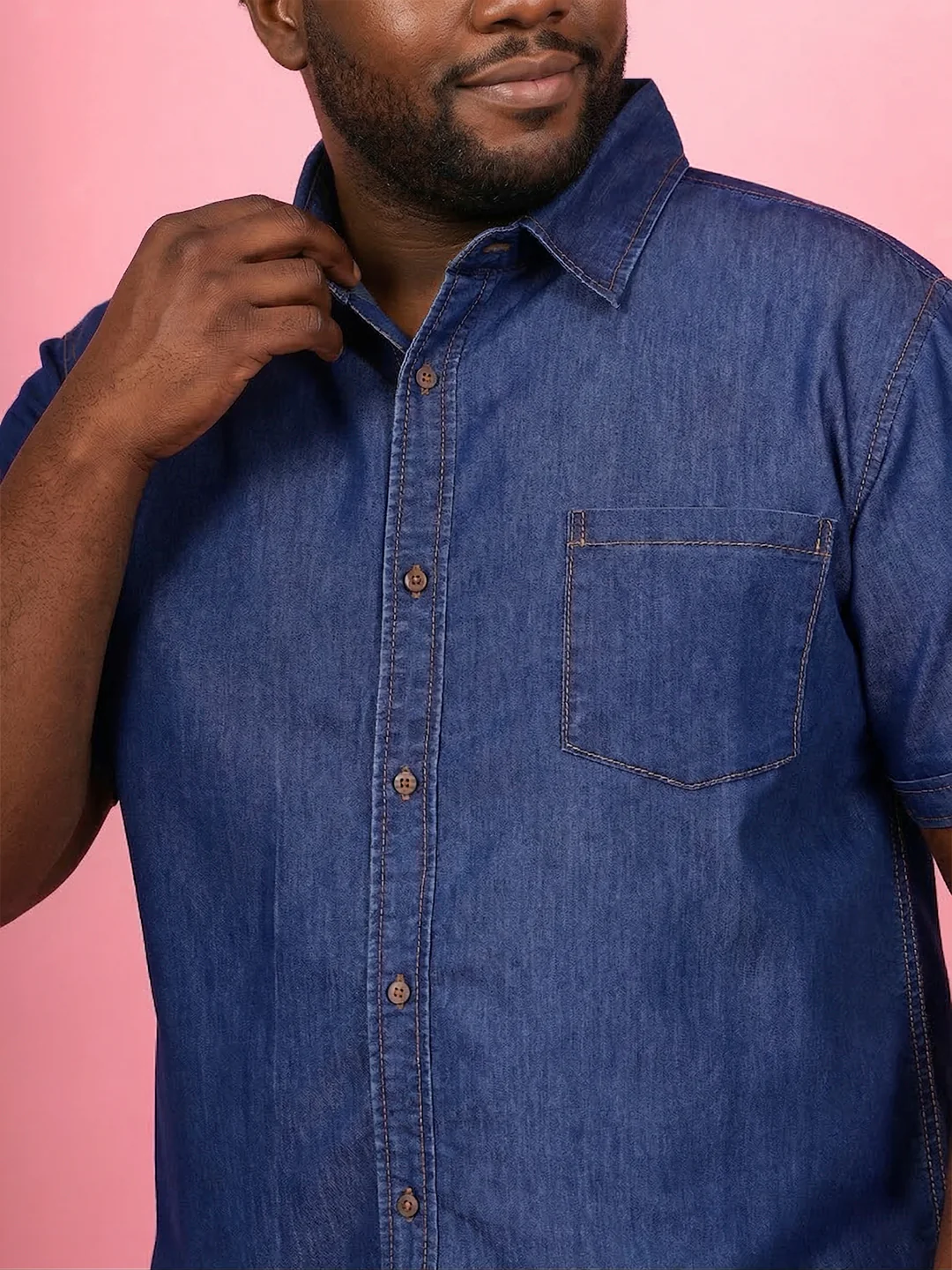 Men Plus Size Norflek Blue Solid Casual Shirt - Image 5