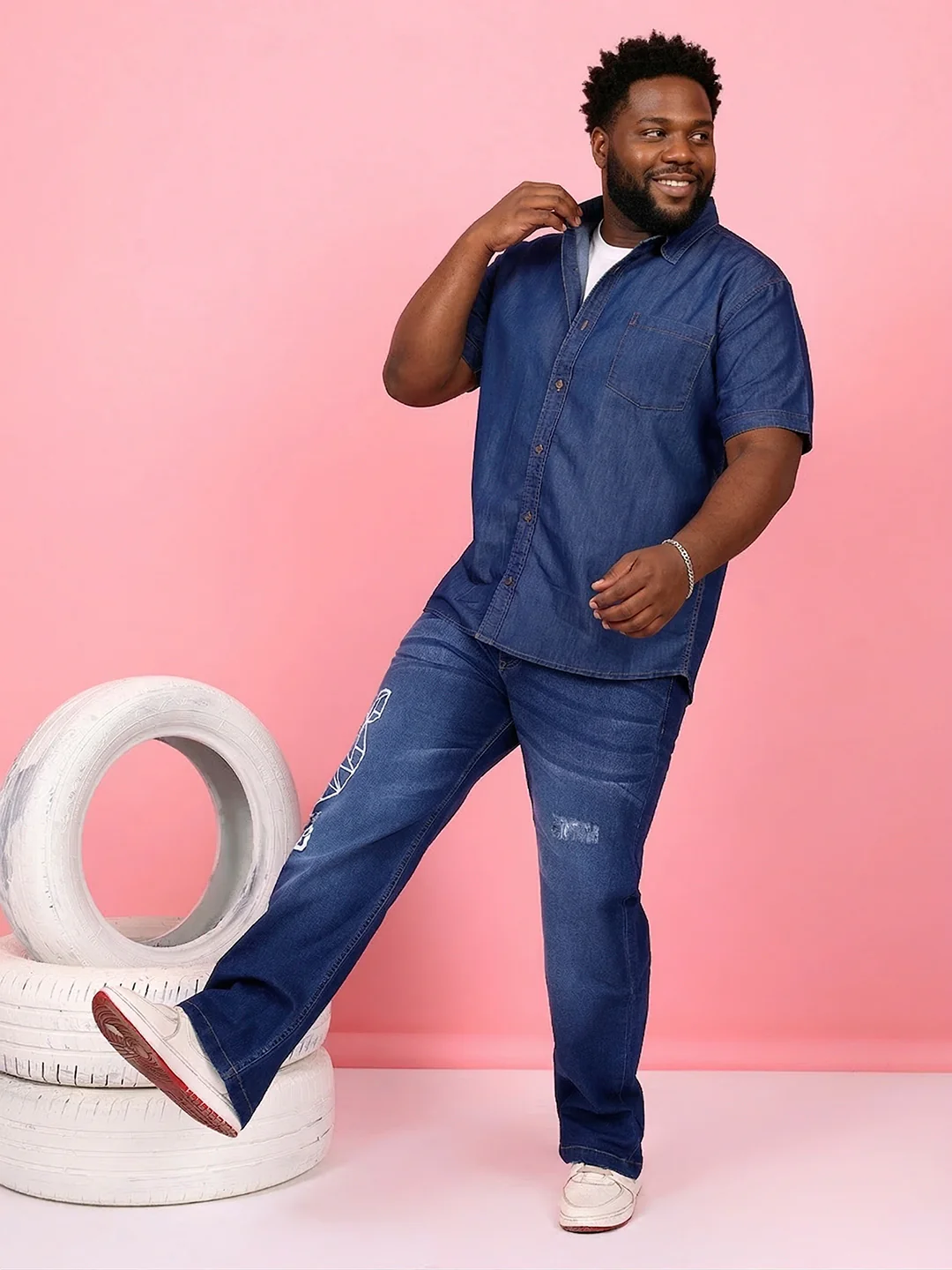Men Plus Size Norflek Blue Solid Casual Shirt - Image 6