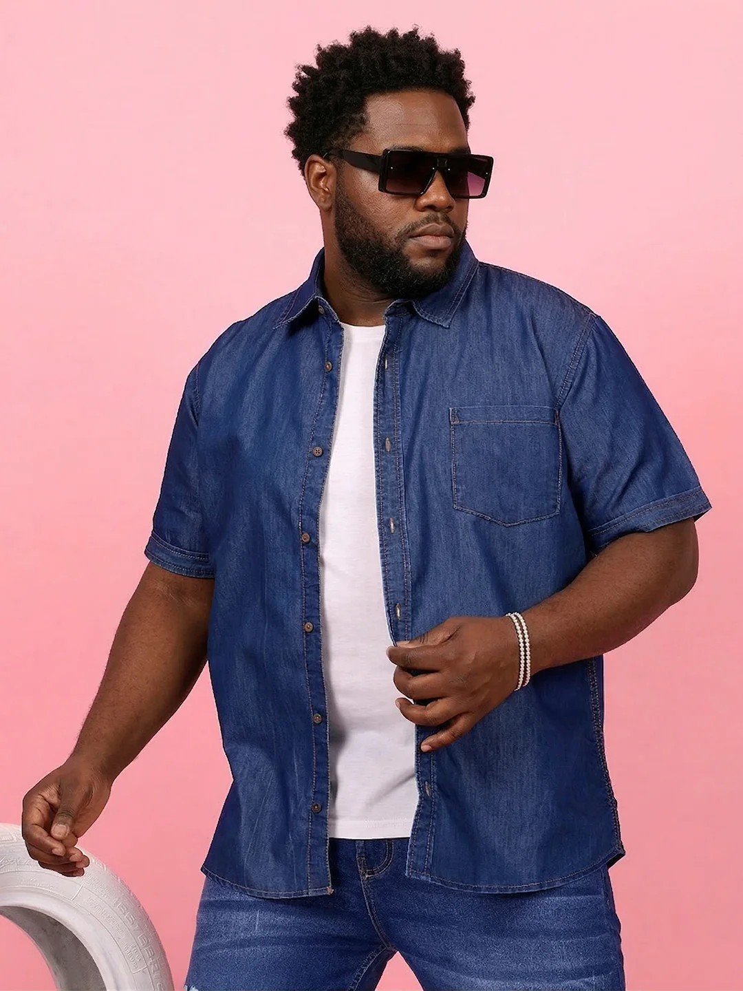 Men Plus Size Norflek Blue Solid Casual Shirt - Image 7