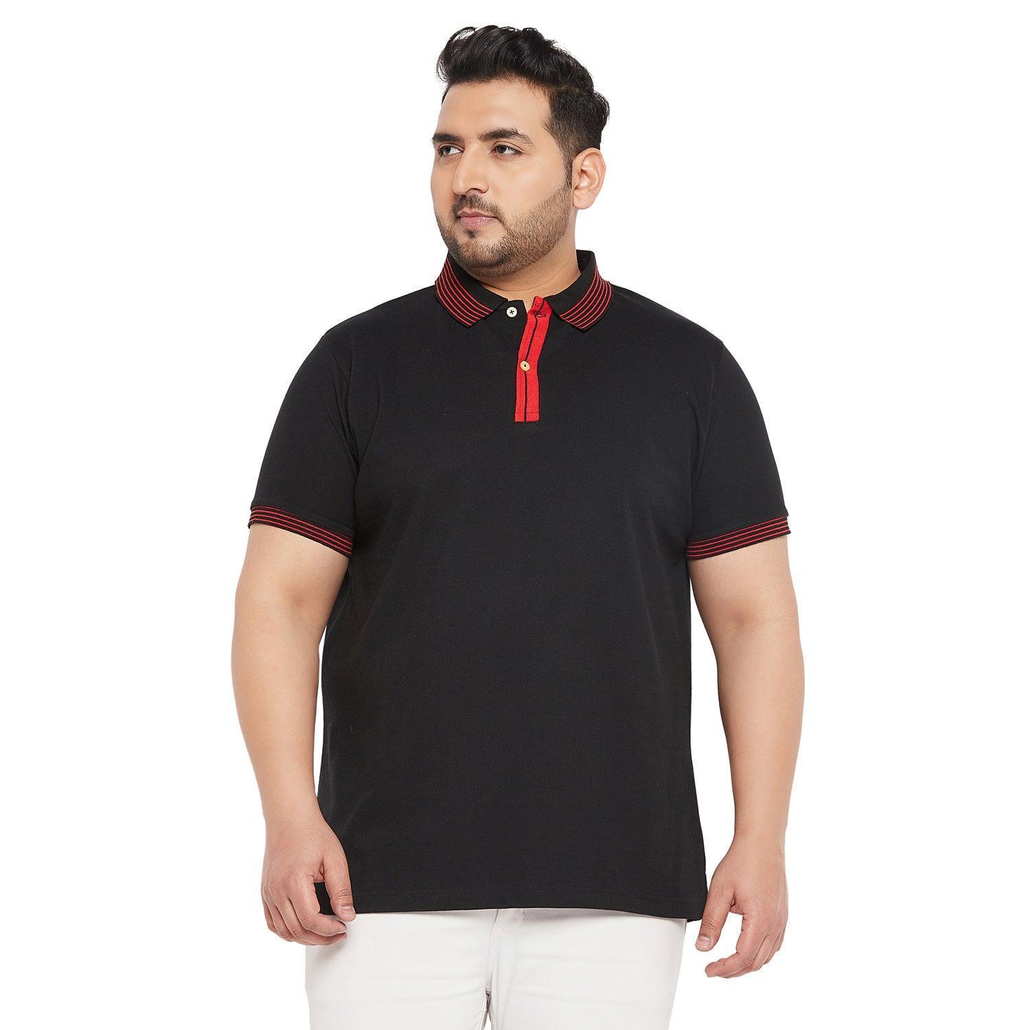 Men Plus Size Notched Solid Polo Tshirt - Image 2