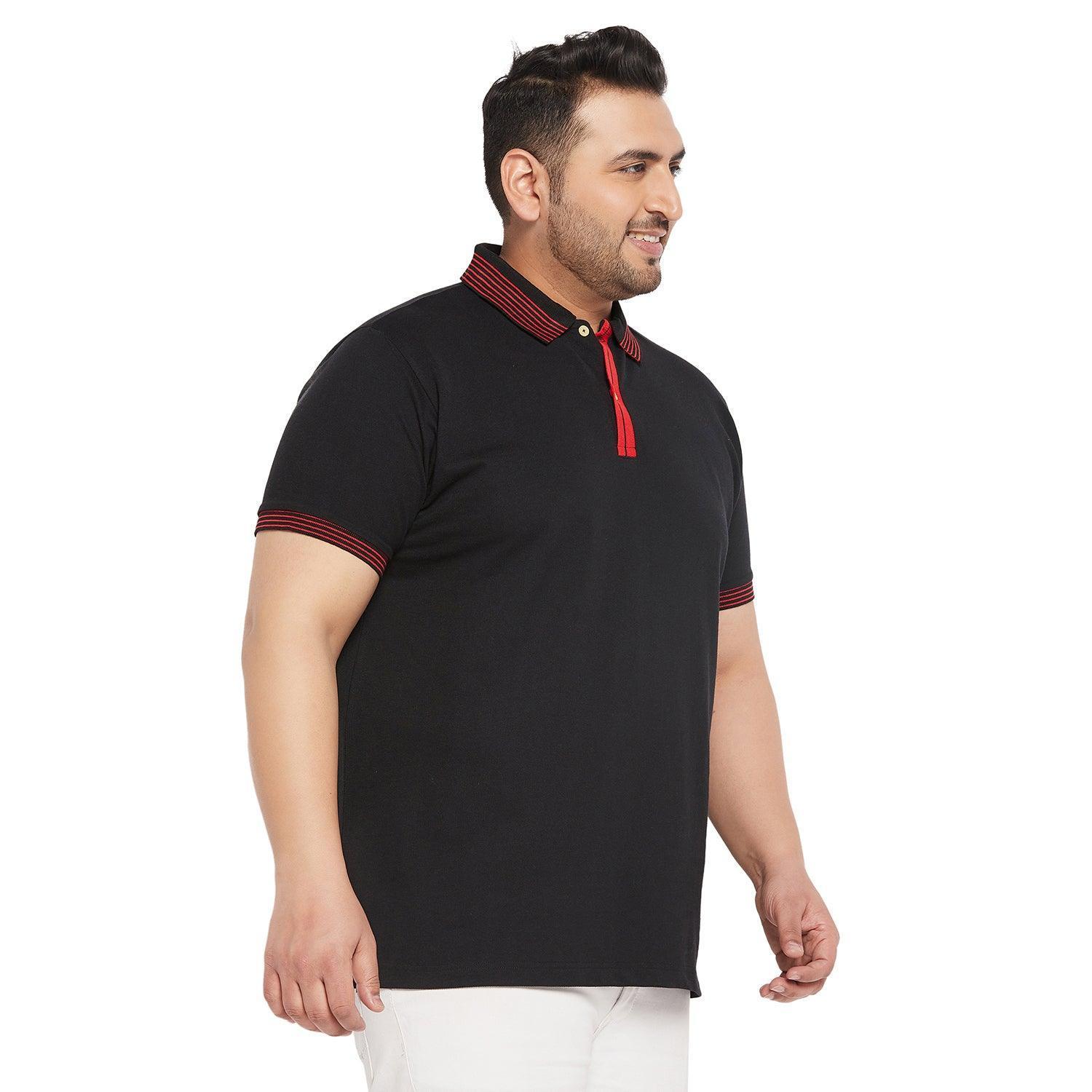 Men Plus Size Notched Solid Polo Tshirt - Image 4