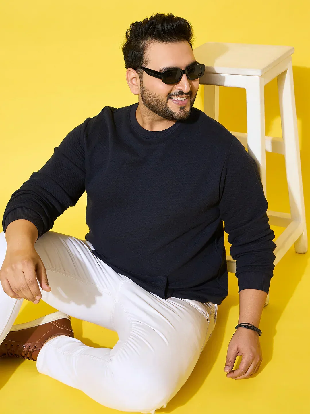 Men Plus Size Noto Navy Solid Sweatshirt - Image 2