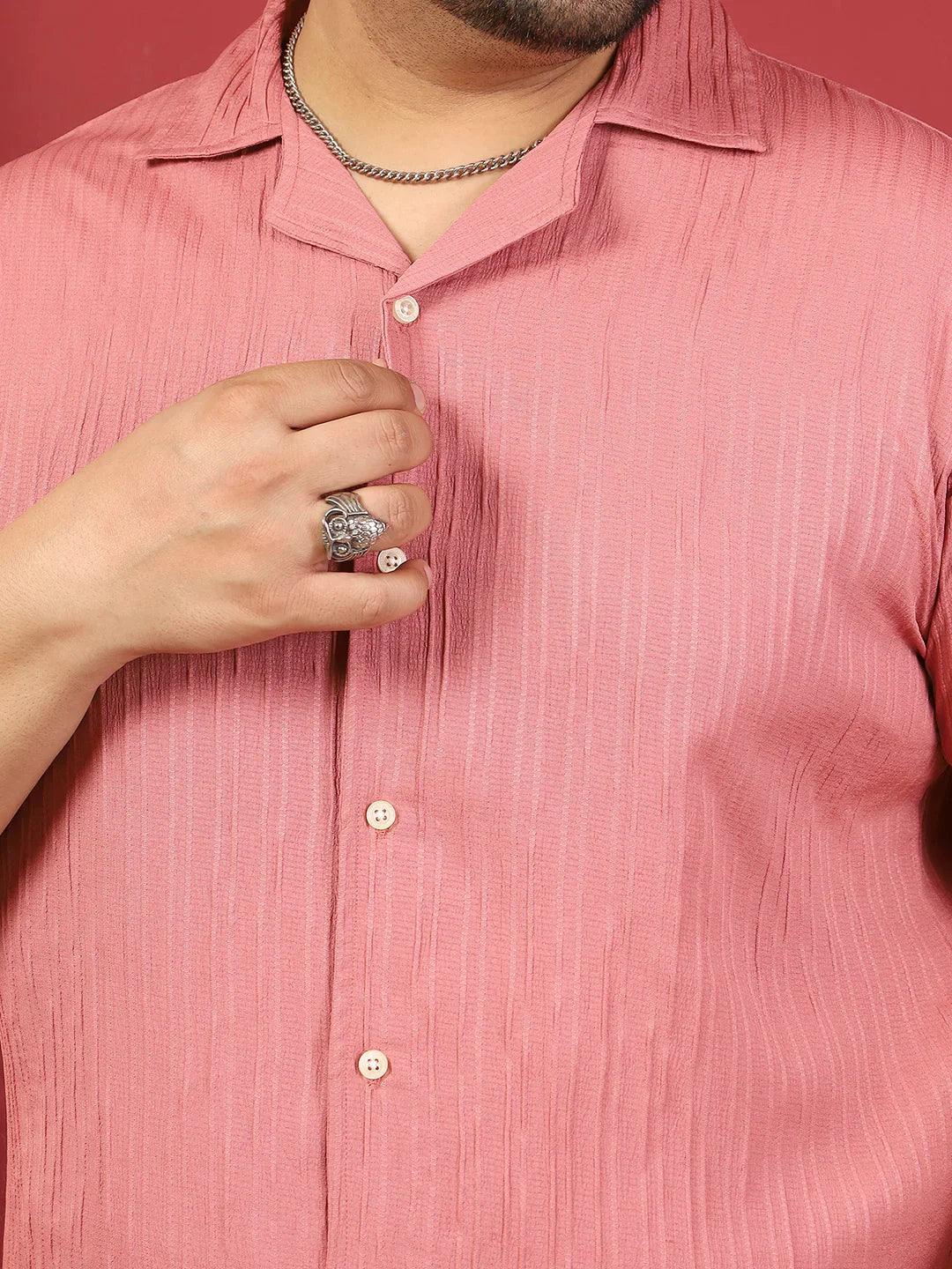 Men Plus Size Novari-Pink Pink Solid Shirt - Image 6