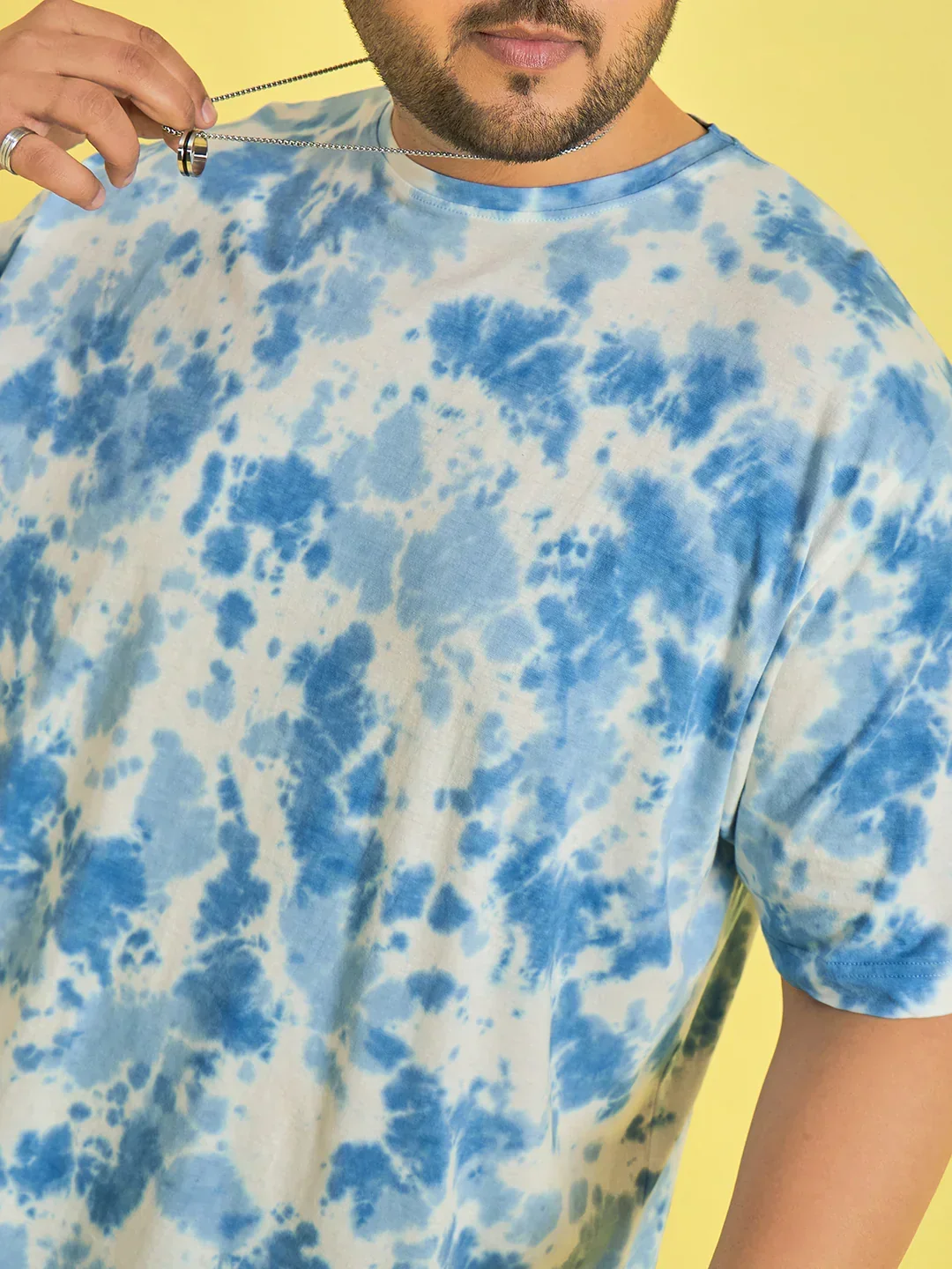 Men Plus Size Novation Sky blue Printed Round Neck Tshirt - Image 6