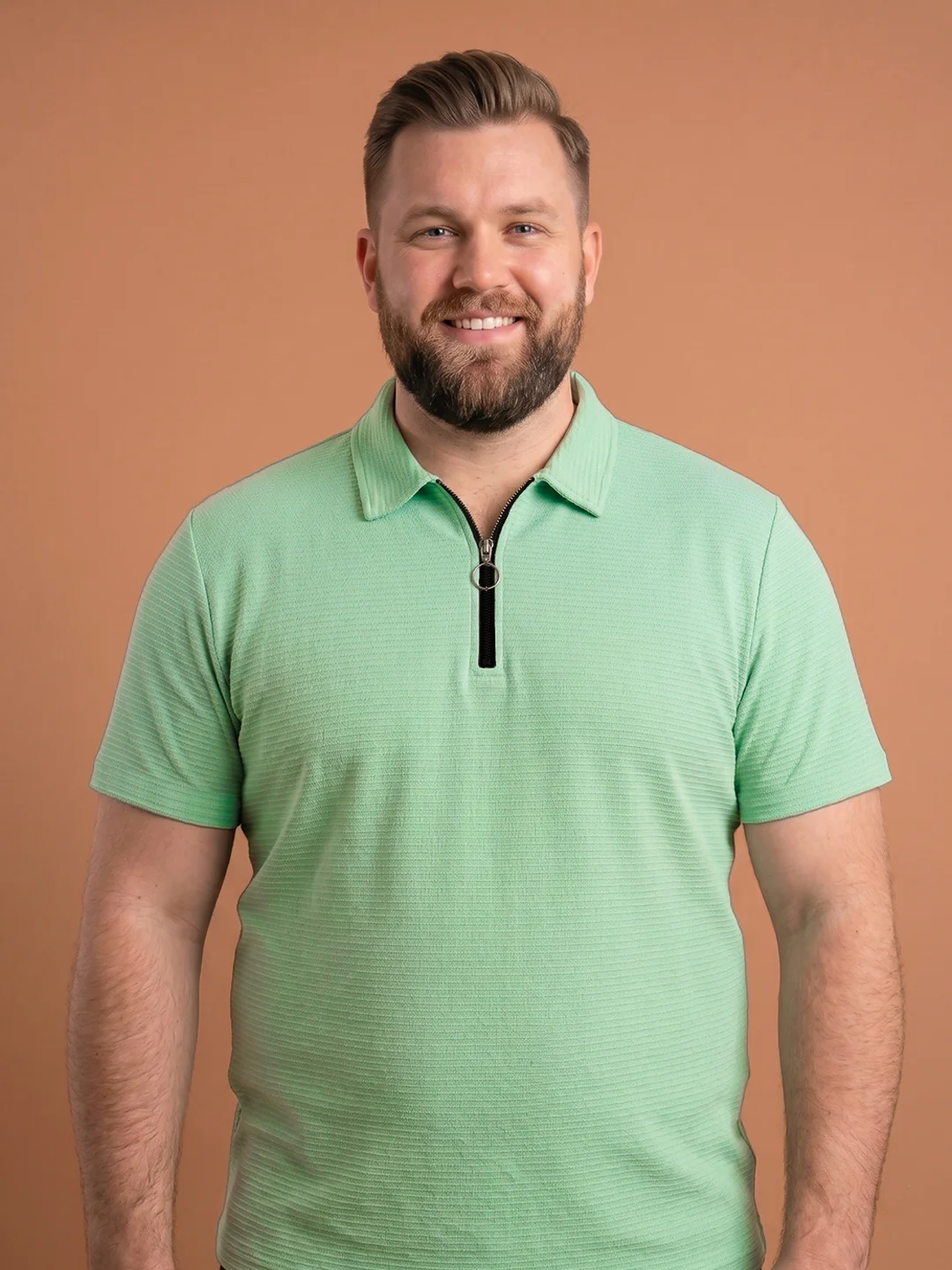 Men Plus Size Nuvia Green Solid Polo - Image 2