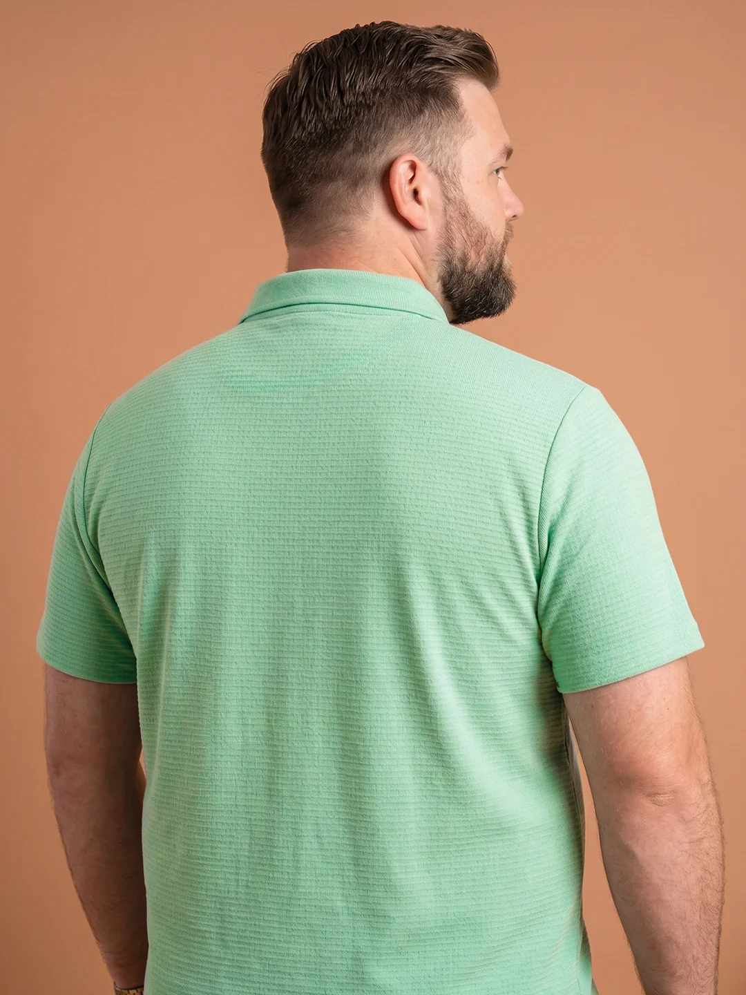 Men Plus Size Nuvia Green Solid Polo - Image 3
