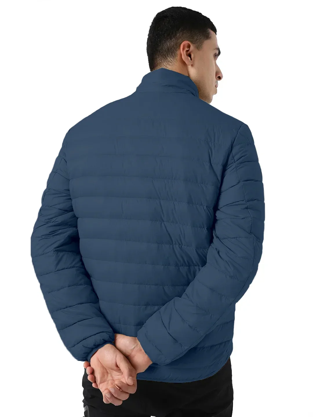 Men Plus Size NYC-Navy-F Solid Bomber Jacket - Image 5