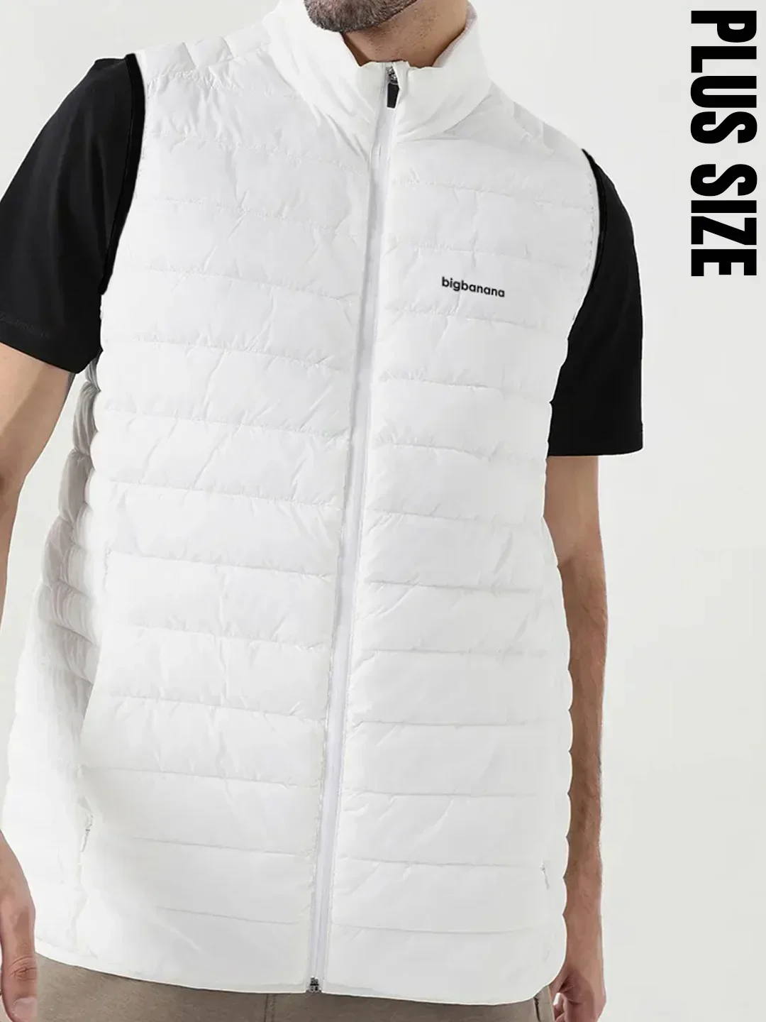 Men Plus Size NYC-White-H Solid Bomber Jacket - Image 3