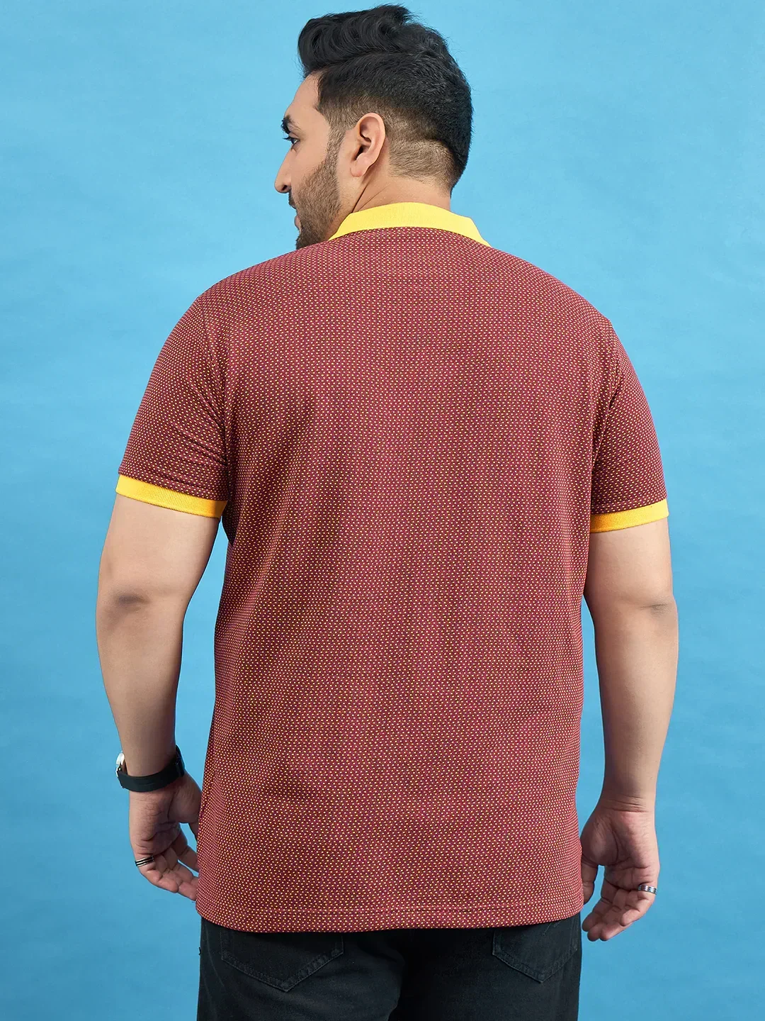 Men Plus Size Odyssey Maroon Printed Polo Tshirt - Image 6