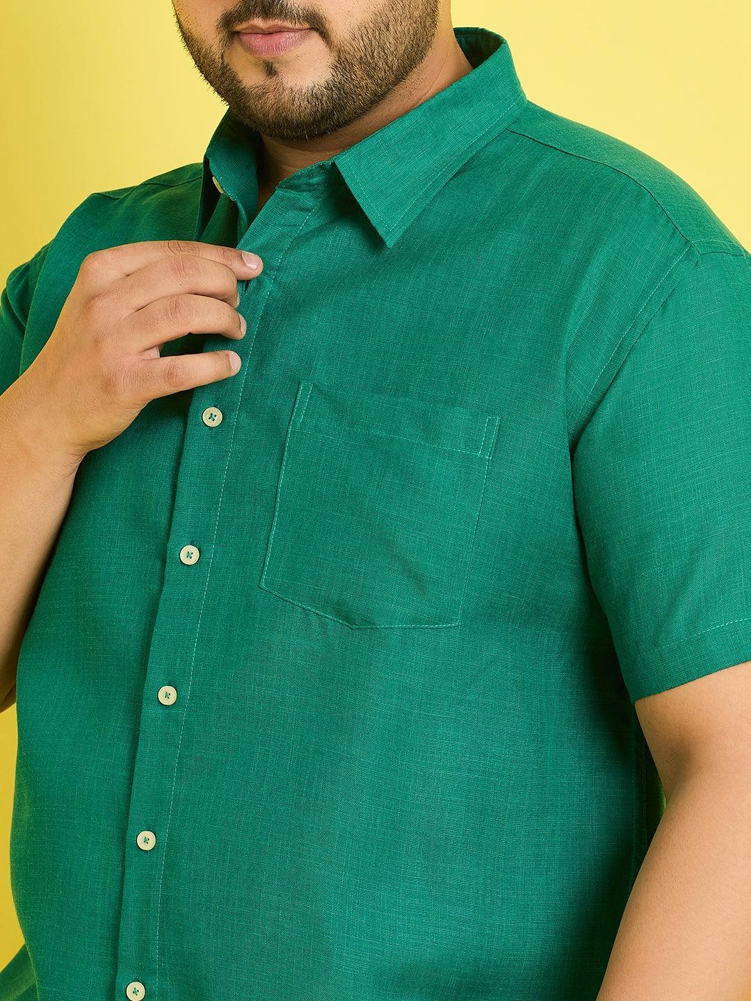 Men Plus Size Oklahoma-Green Solid Shirt - Image 6