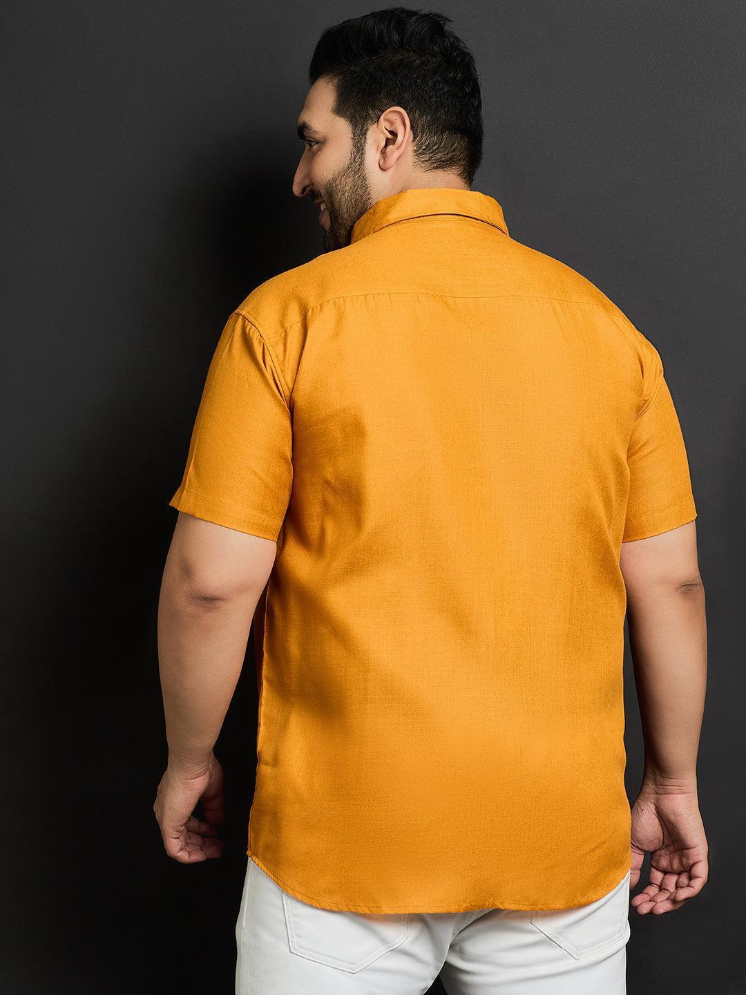 Men Plus Size Oklahoma-Mustard Solid Shirt - Image 5