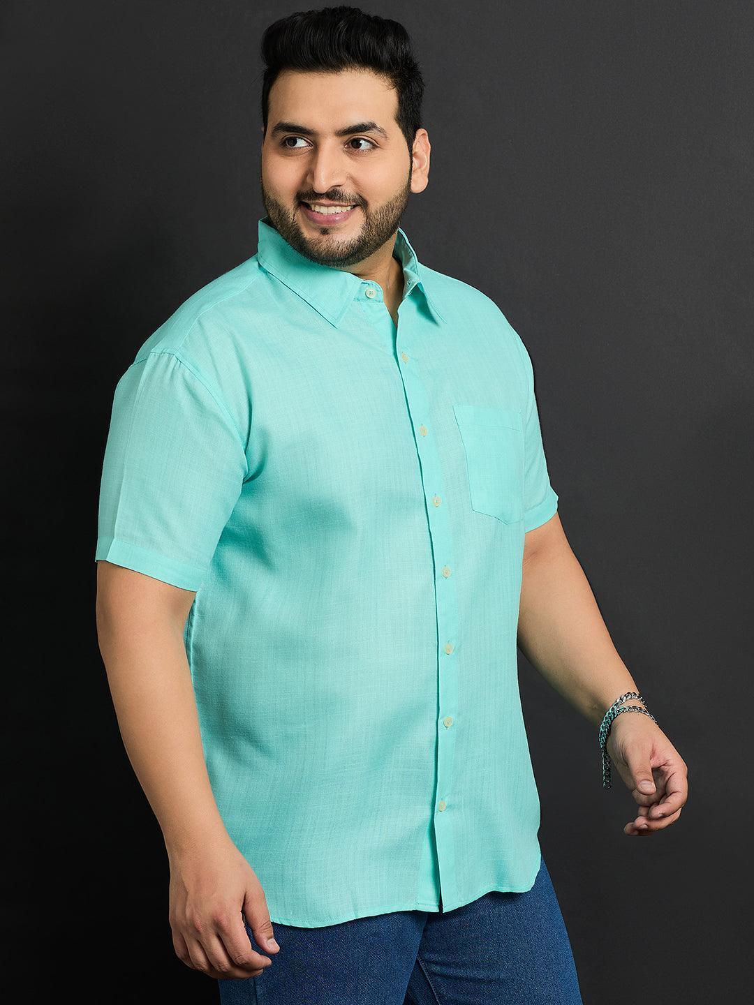 Men Plus Size Oklahoma-Sea Green Solid Shirt - Image 4