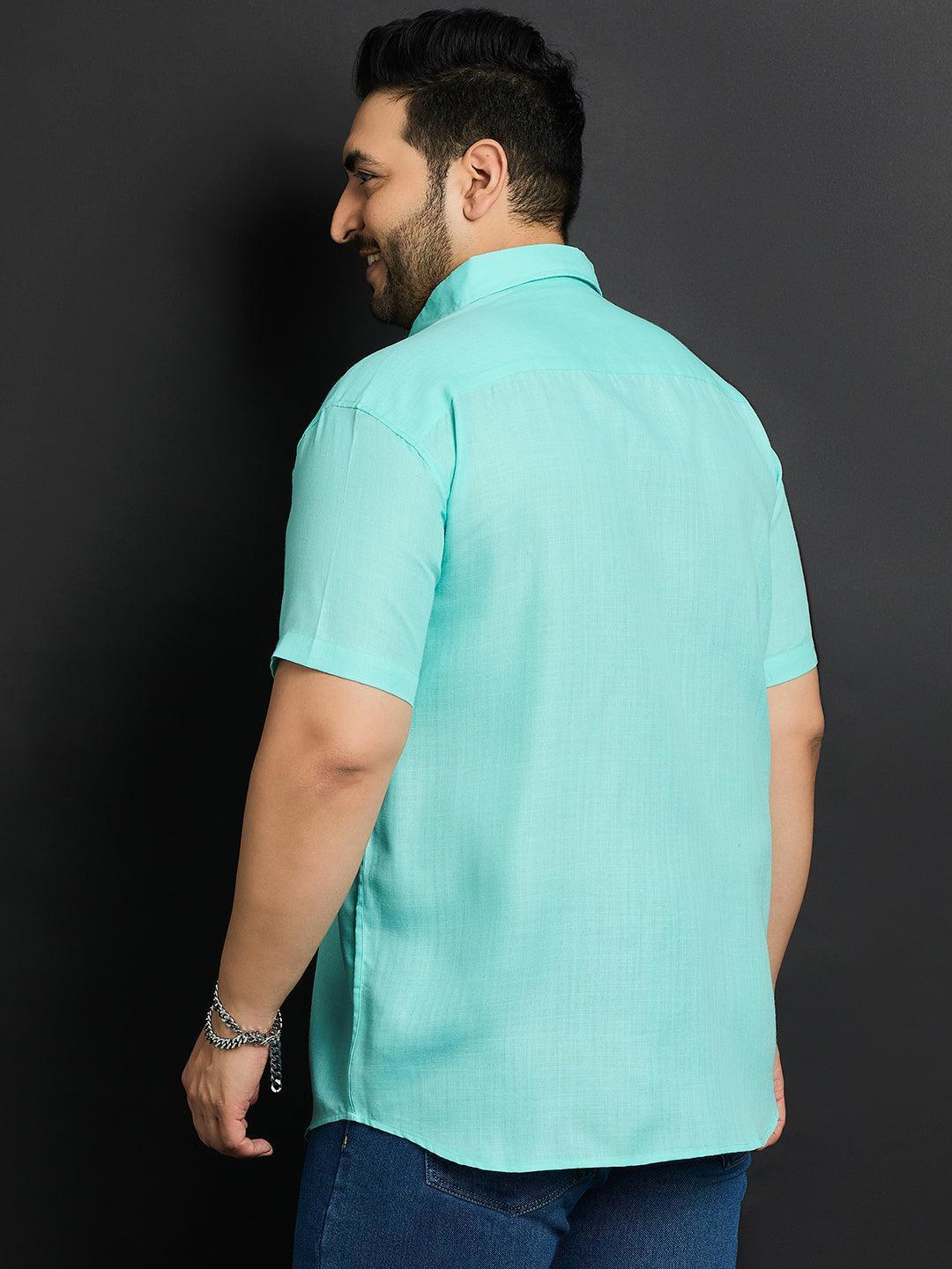 Men Plus Size Oklahoma-Sea Green Solid Shirt - Image 5