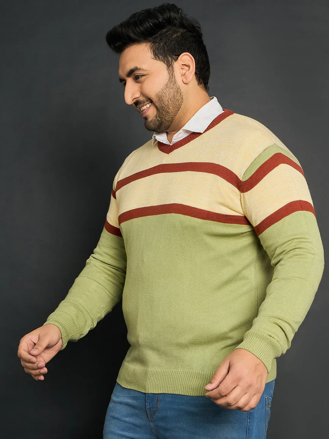 Men Plus Size Omolon Colourblocked Sweater - Image 3