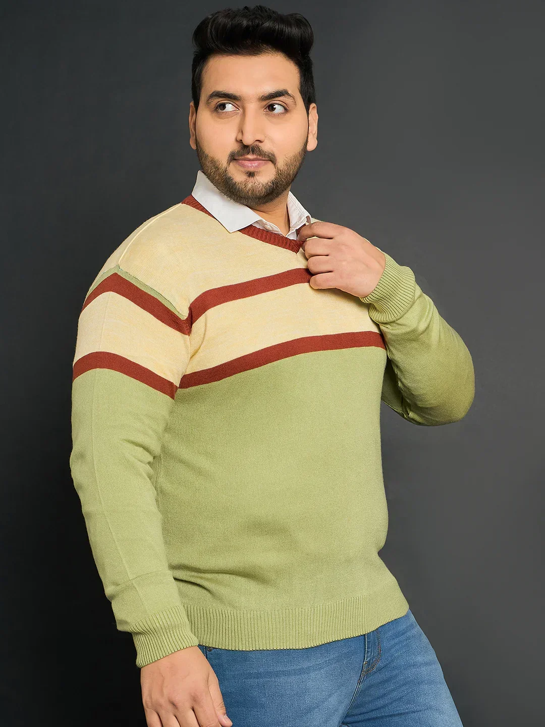 Men Plus Size Omolon Colourblocked Sweater - Image 4