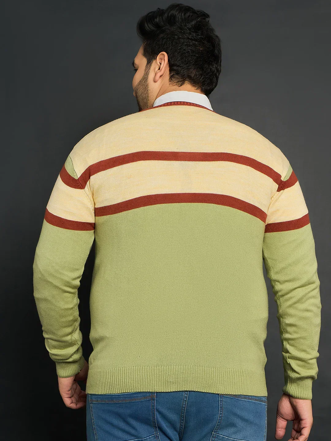 Men Plus Size Omolon Colourblocked Sweater - Image 5