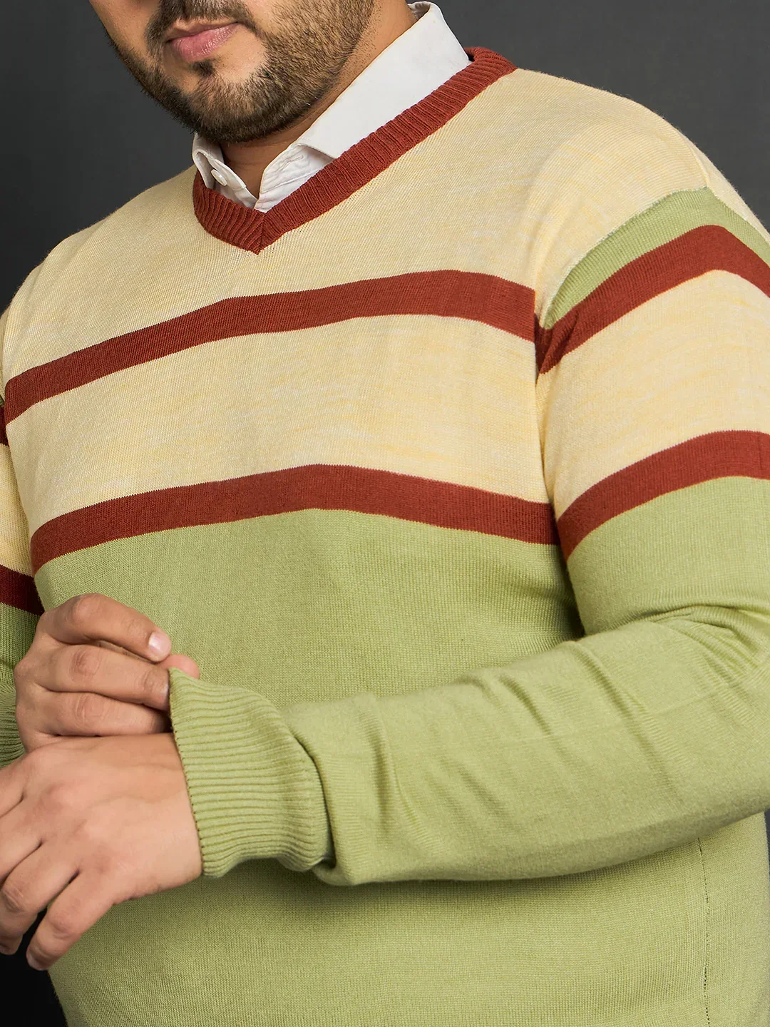 Men Plus Size Omolon Colourblocked Sweater - Image 6