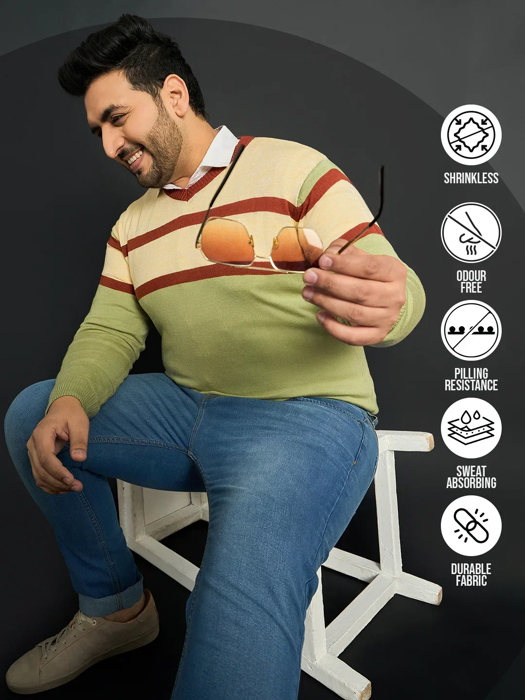 Men Plus Size Omolon Colourblocked Sweater - Image 7