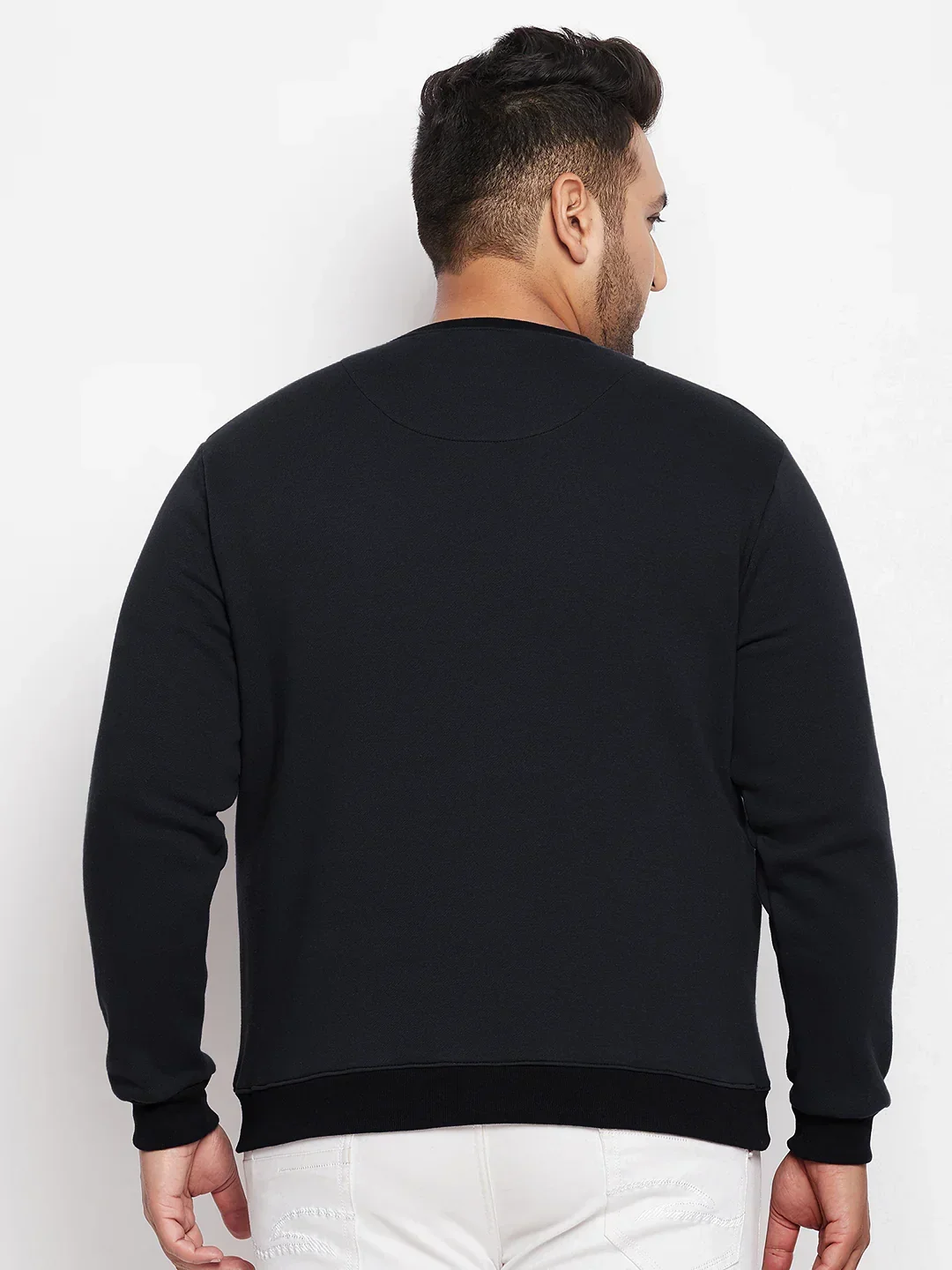 Men Plus Size Onyx Black Solid Sweatshirt - Image 5