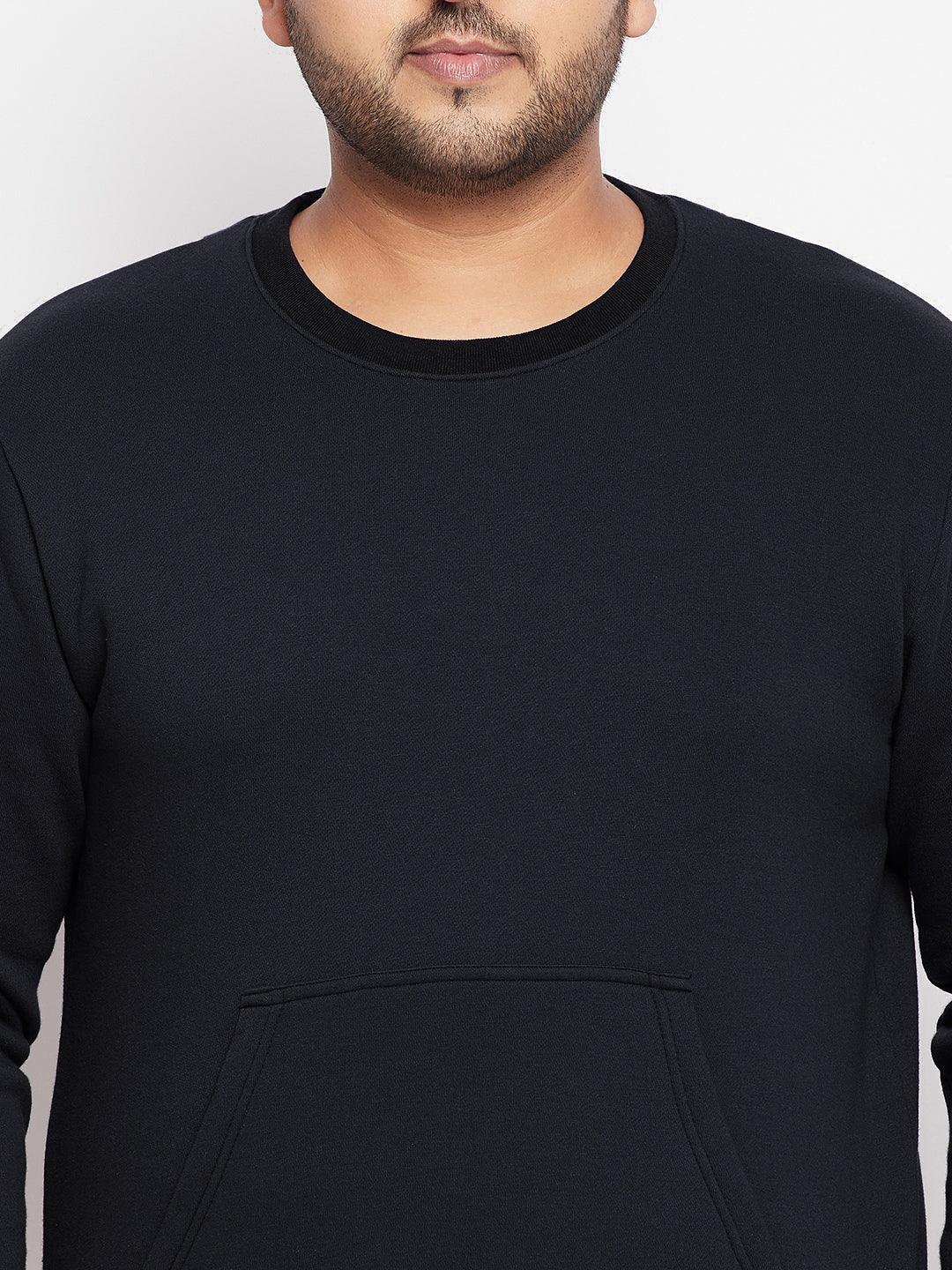 Men Plus Size Onyx Black Solid Sweatshirt - Image 6