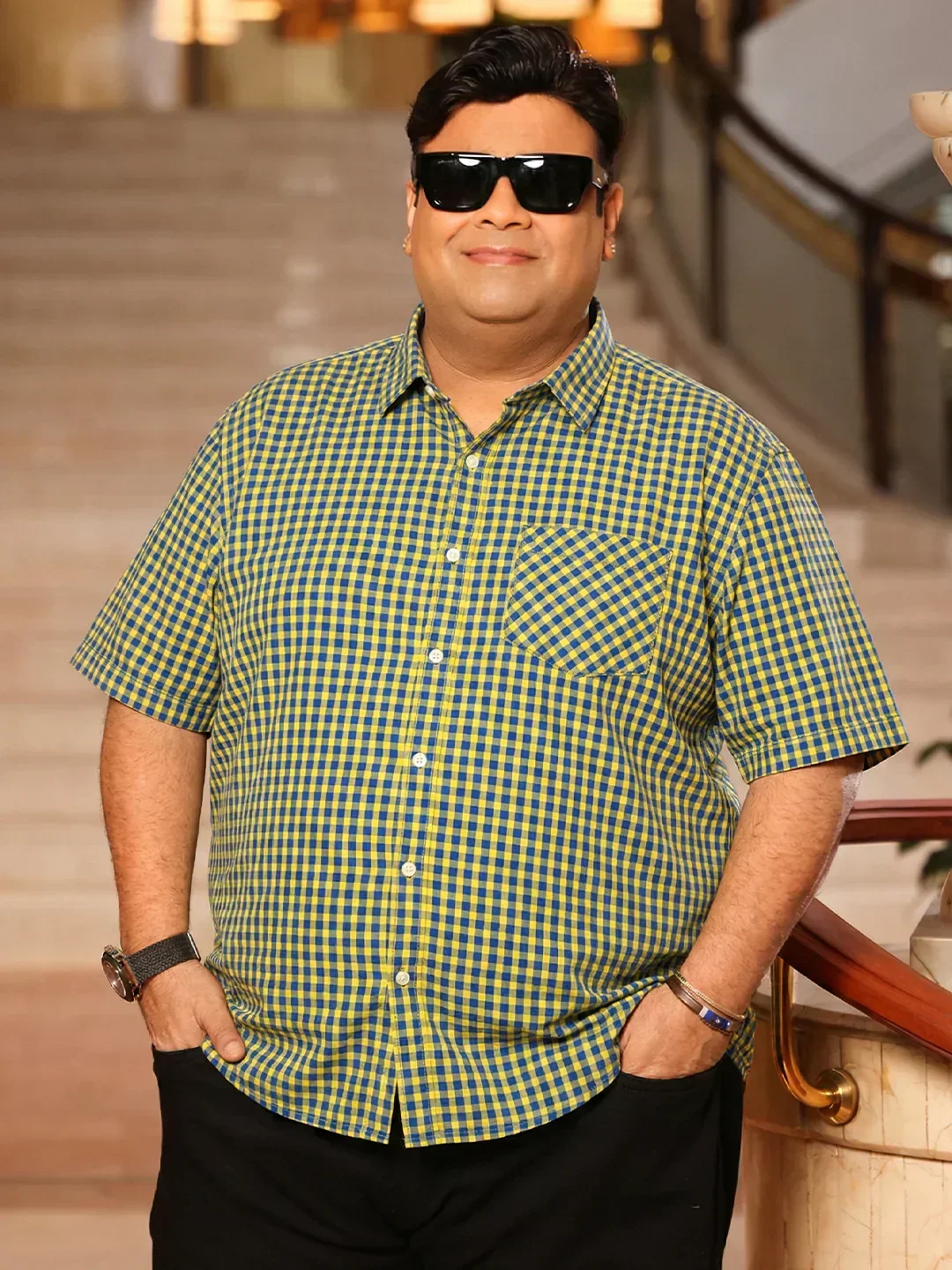 Men Plus Size Orbit Multicolor Checkered Casual Shirt