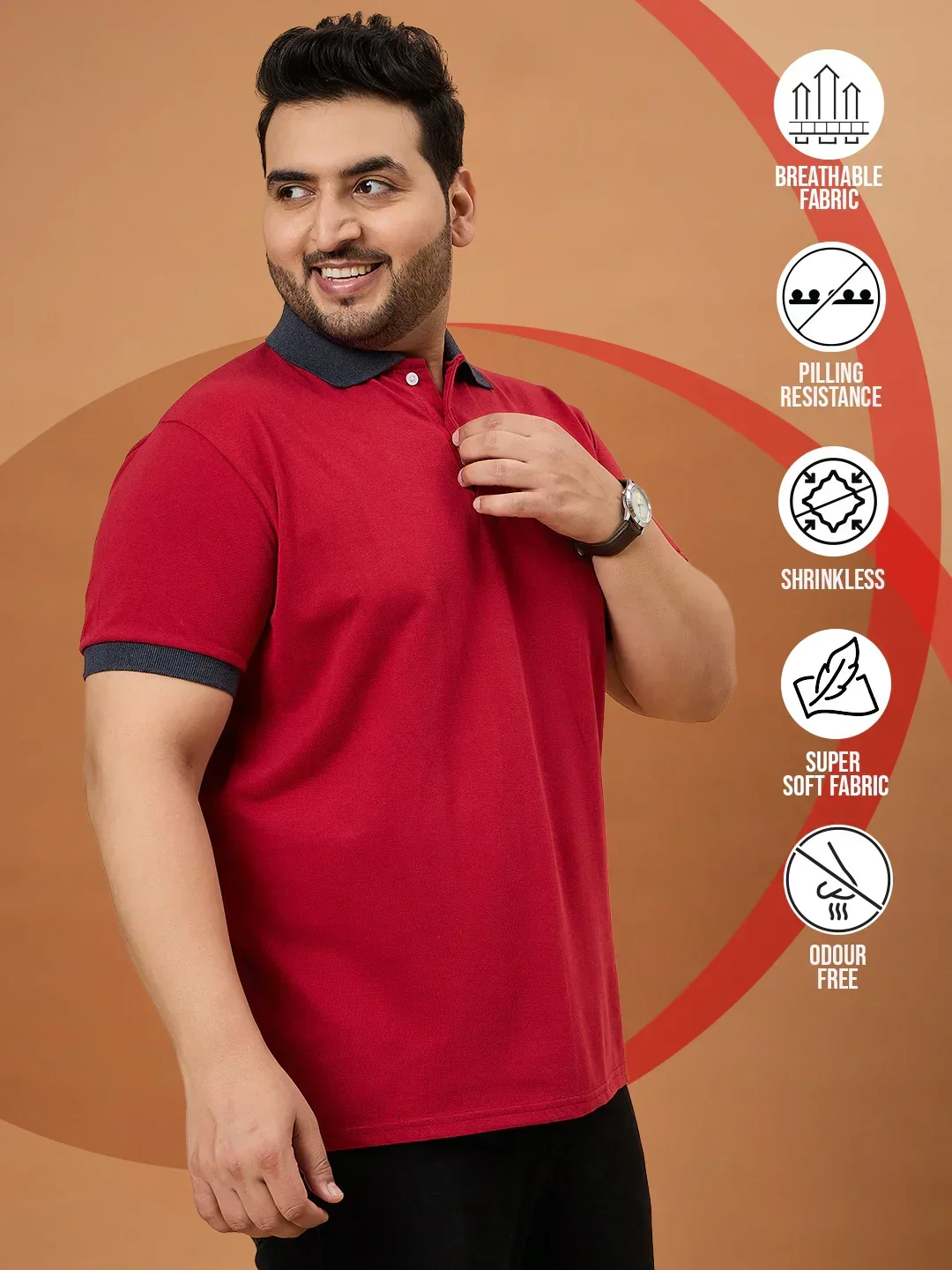 Men Plus Size Orilo Solid Polo Tshirt - Image 2