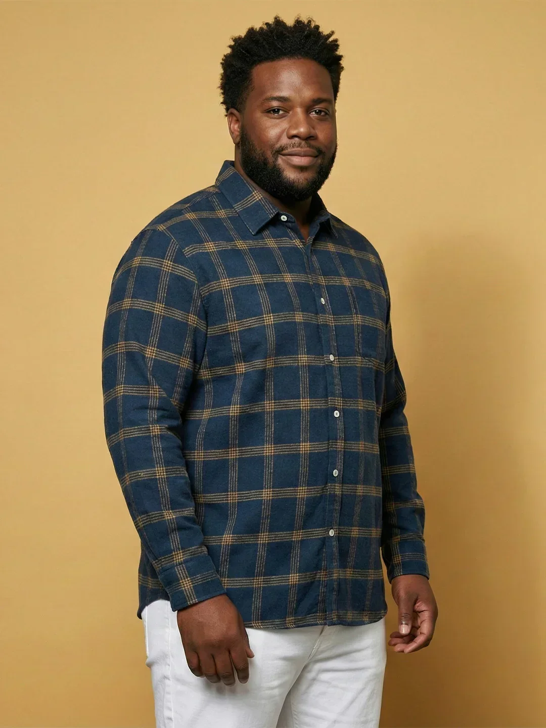 Men Plus Size Orline Multicolor Checkered Casual Shirt - Image 3