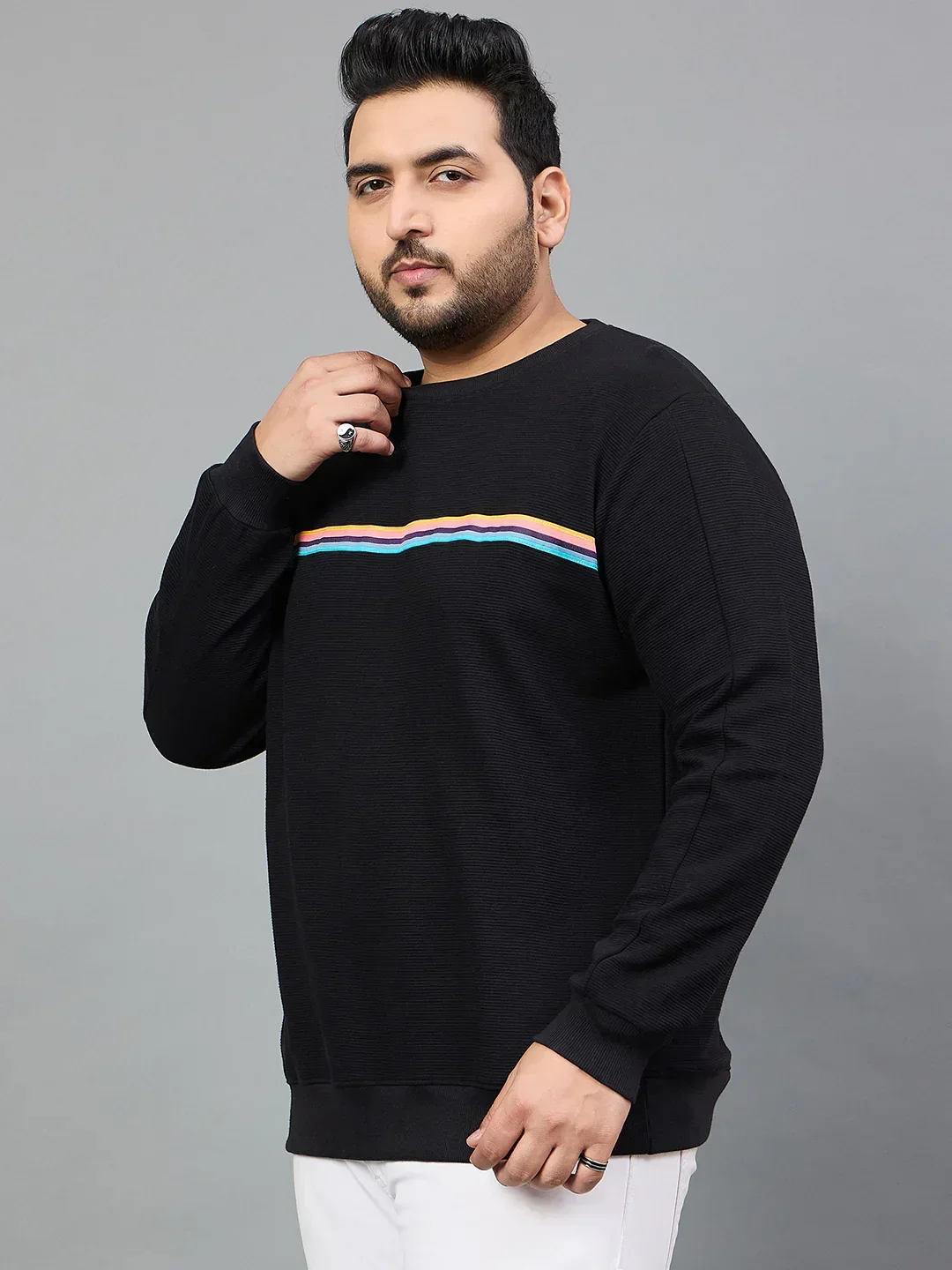 Men Plus Size Ozil Solid Sweatshirt - Image 3