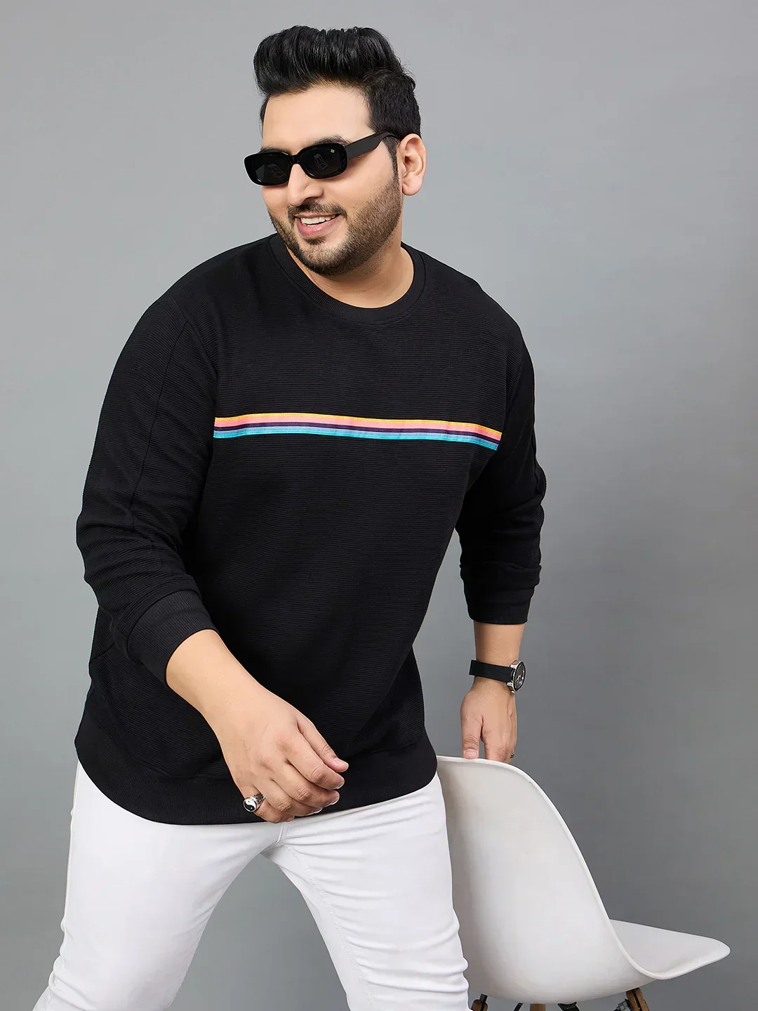 Men Plus Size Ozil Solid Sweatshirt - Image 7