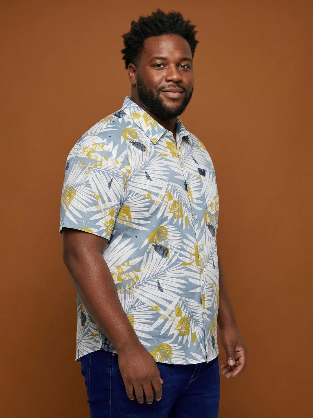 Men Plus Size Palms Multicolor Printed Casual Shirt - Image 3
