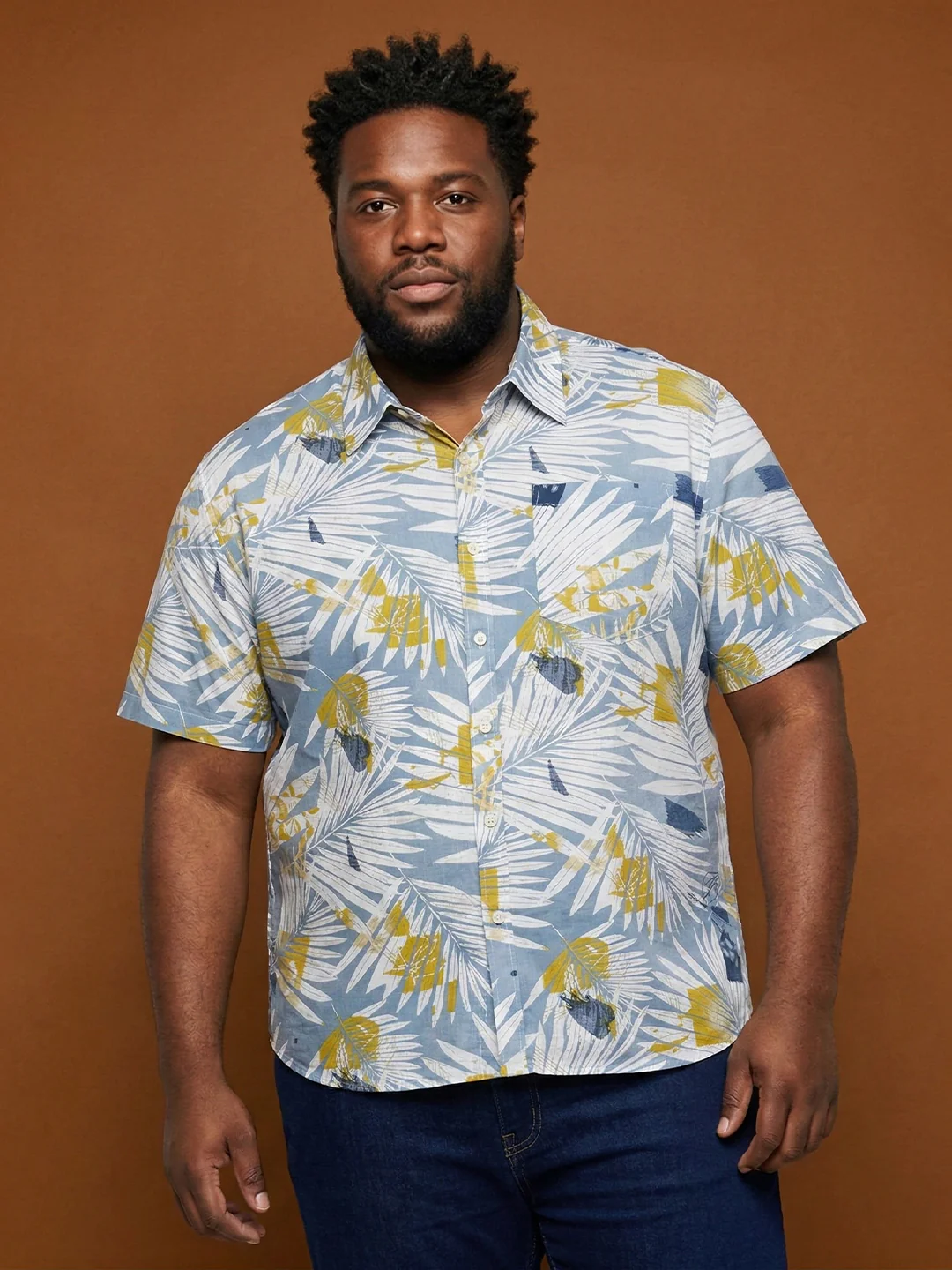 Men Plus Size Palms Multicolor Printed Casual Shirt - Image 7