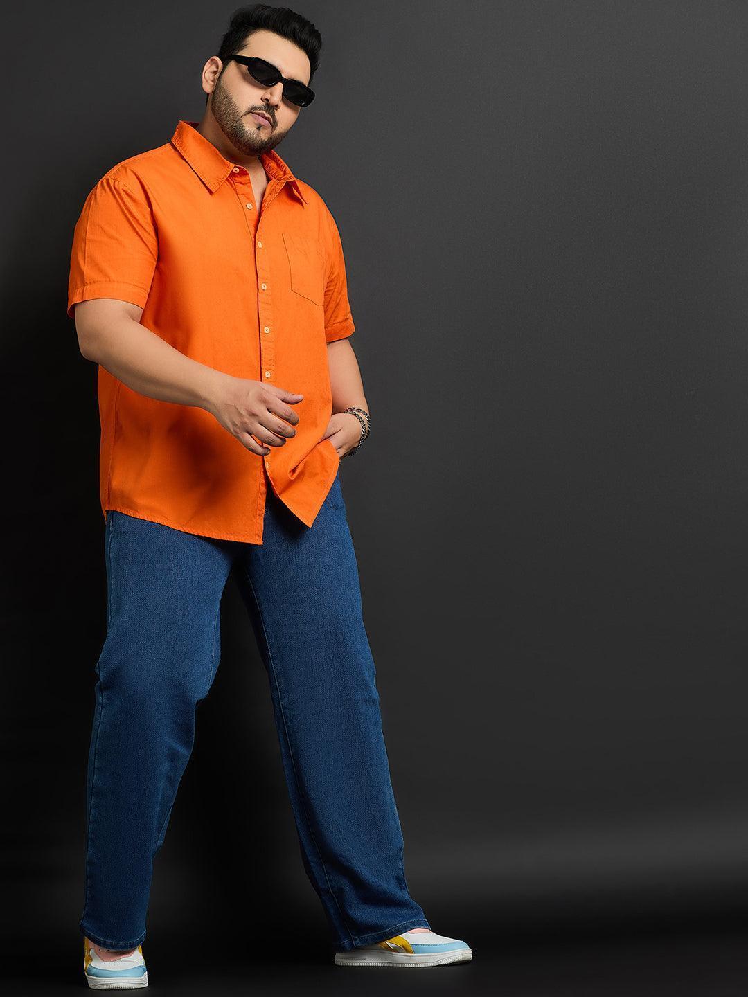 Men Plus Size Panny-Orange Solid Shirt - Image 2
