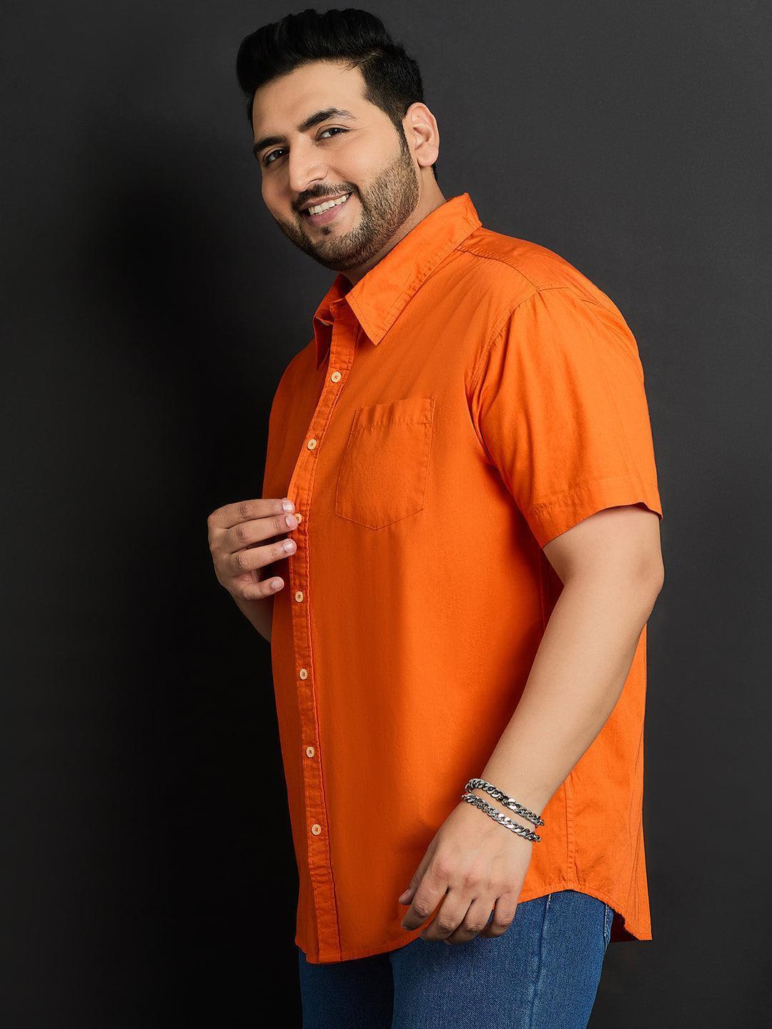 Men Plus Size Panny-Orange Solid Shirt - Image 3