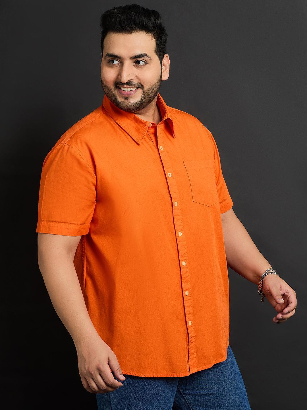 Men Plus Size Panny-Orange Solid Shirt - Image 4