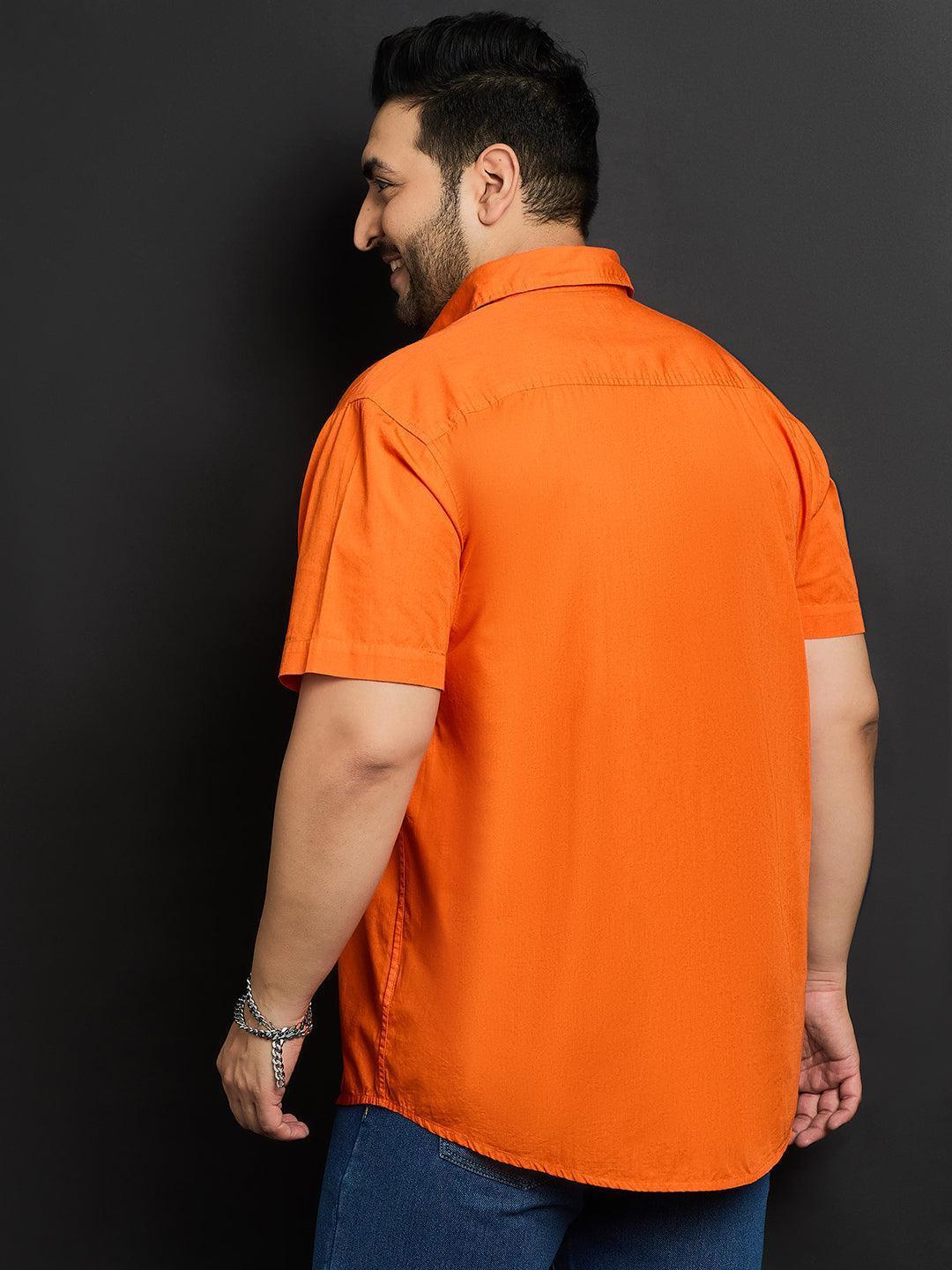 Men Plus Size Panny-Orange Solid Shirt - Image 5