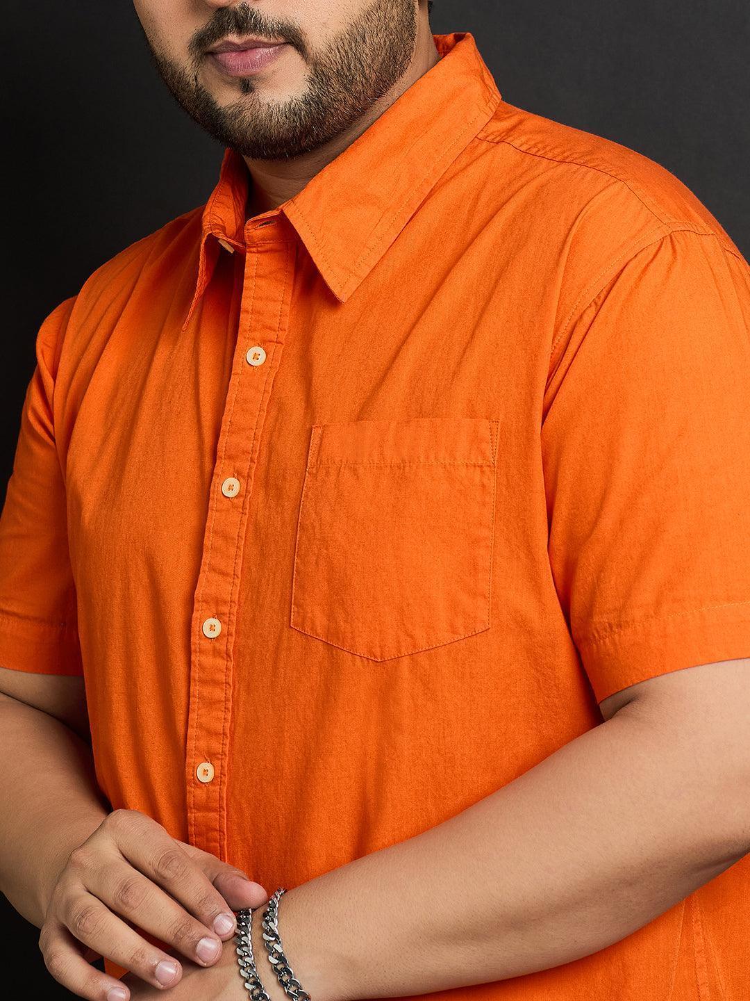 Men Plus Size Panny-Orange Solid Shirt - Image 6