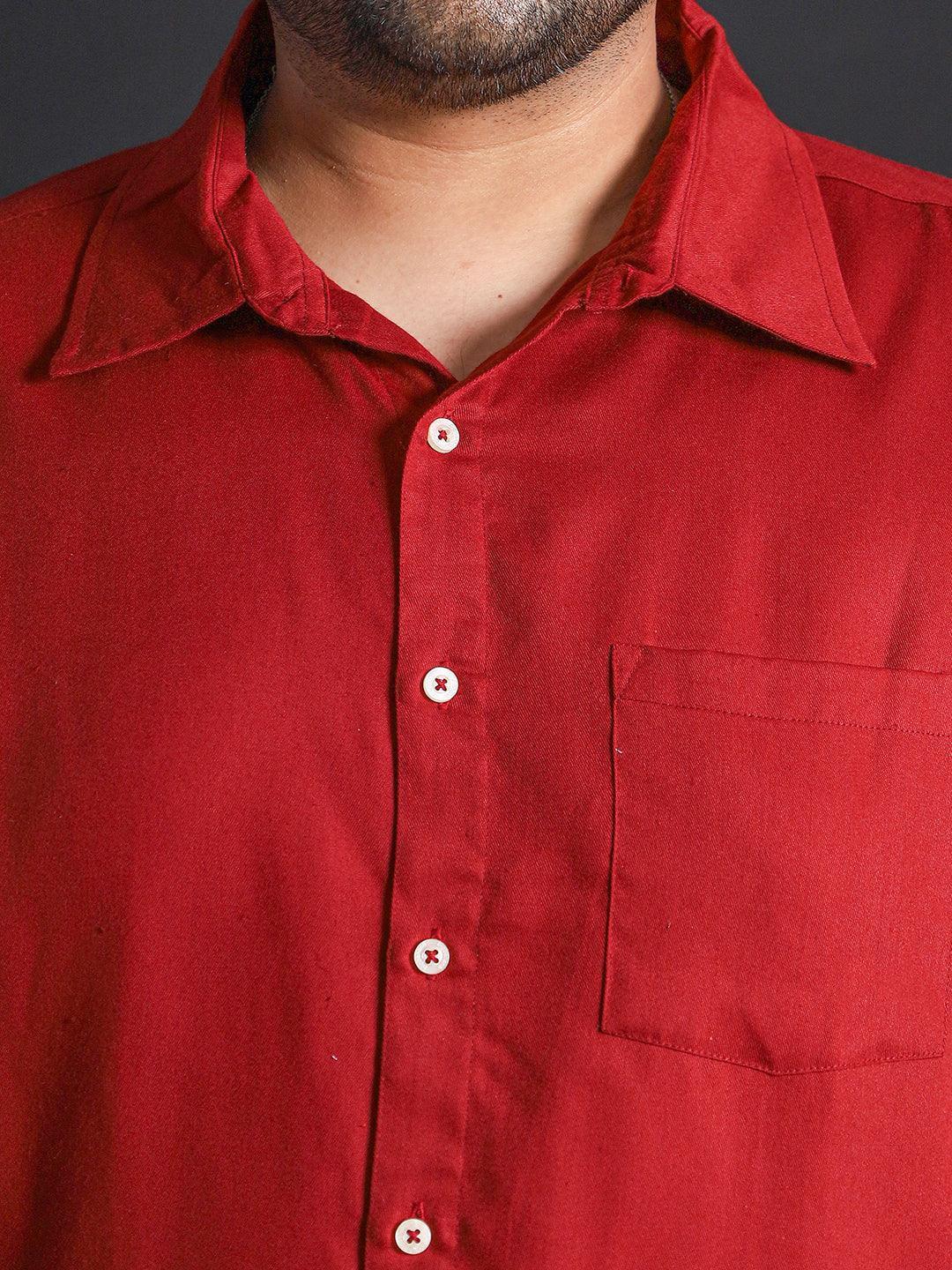 Men Plus Size Panny-Red Solid Shirt - Image 6