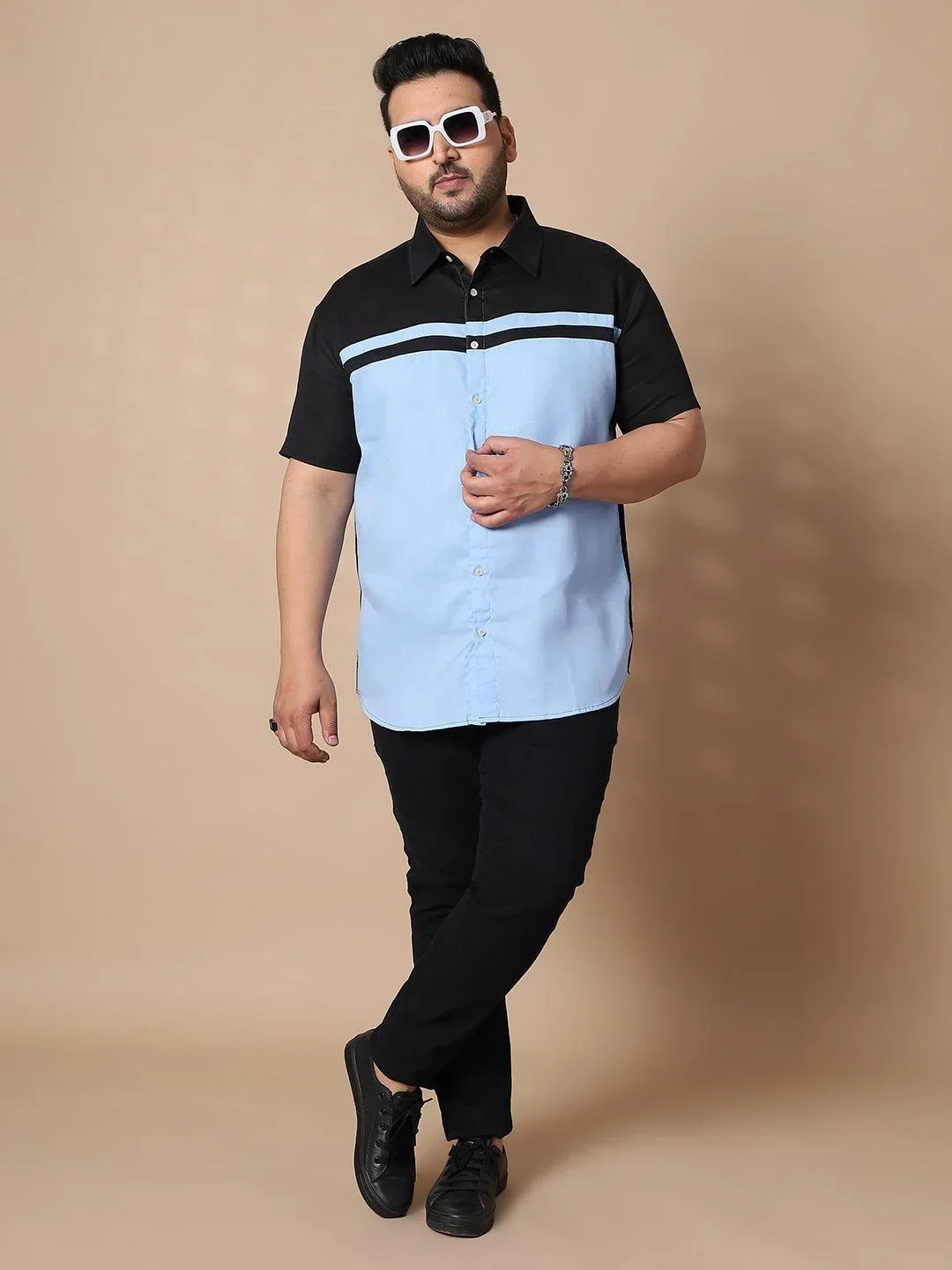 Men Plus Size Pattaya-Sky Colorblock Shirt