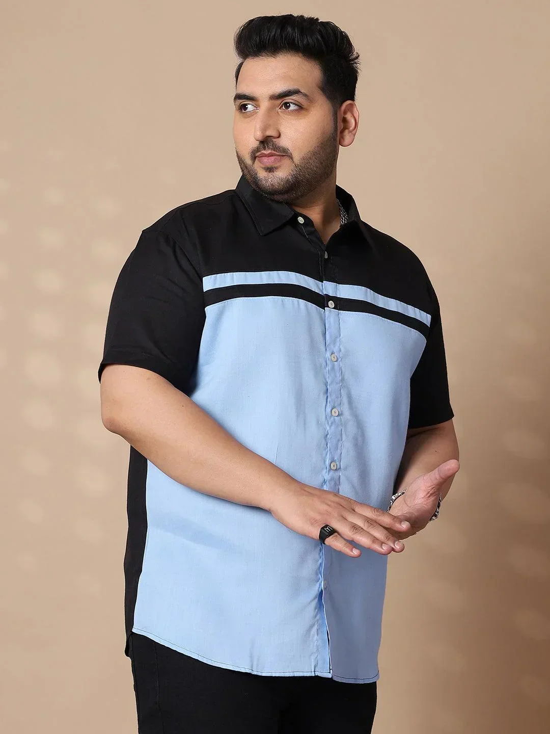 Men Plus Size Pattaya-Sky Colorblock Shirt - Image 4