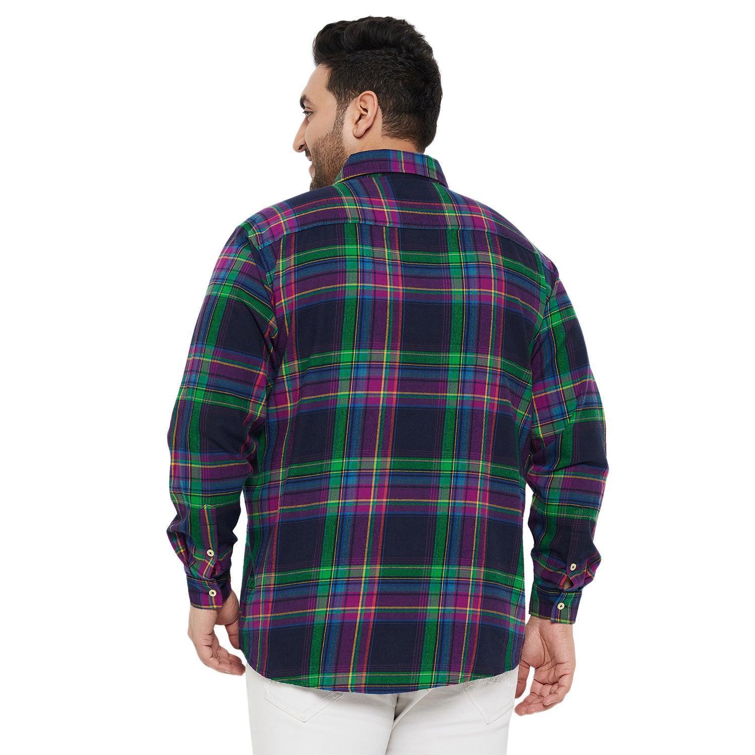 Men Plus Size Peace Check Shirt - Image 5