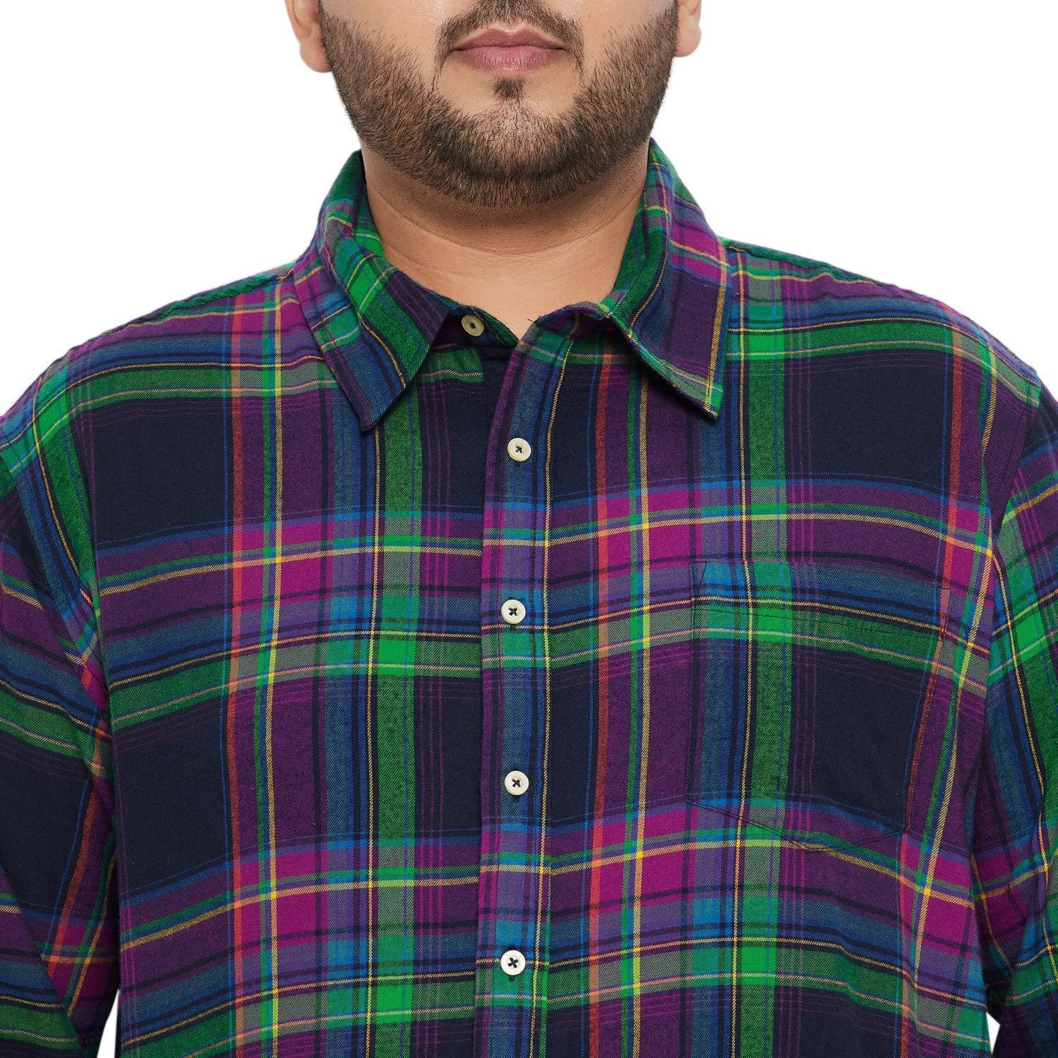 Men Plus Size Peace Check Shirt - Image 6