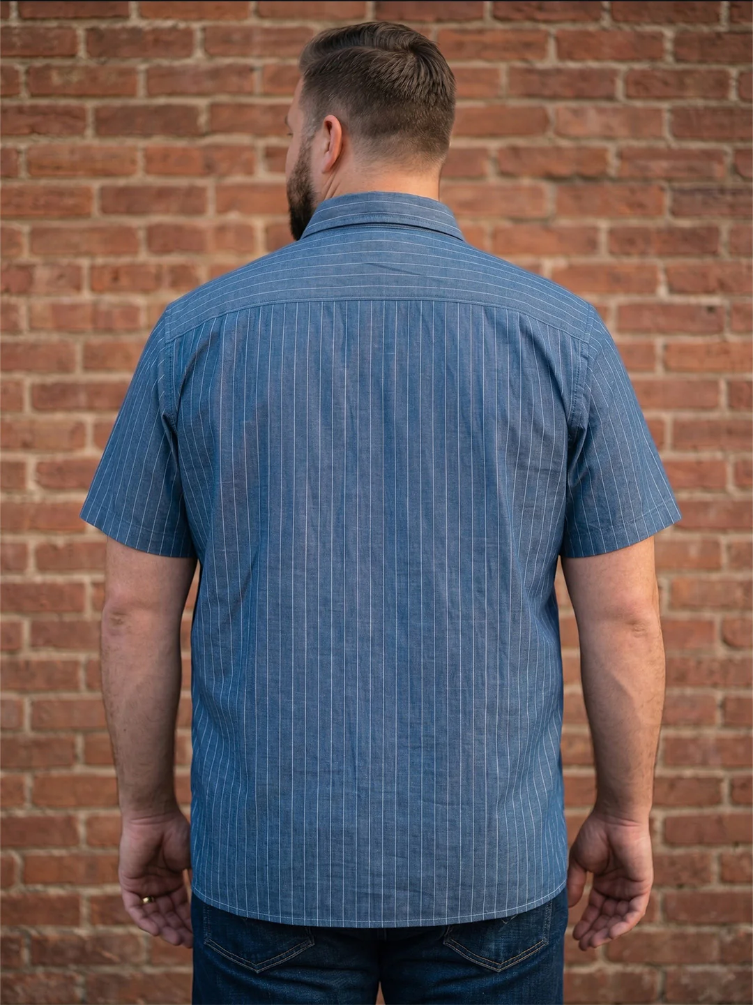 Men Plus Size Pelagos Blue Striped Shirts - Image 3