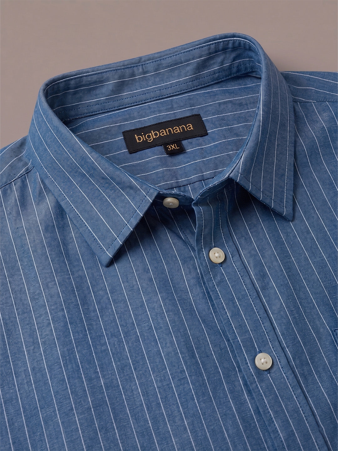 Men Plus Size Pelagos Blue Striped Shirts - Image 5