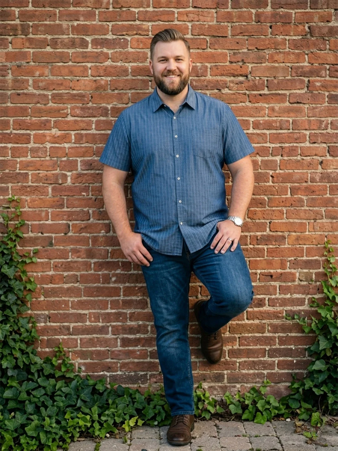 Men Plus Size Pelagos Blue Striped Shirts - Image 6