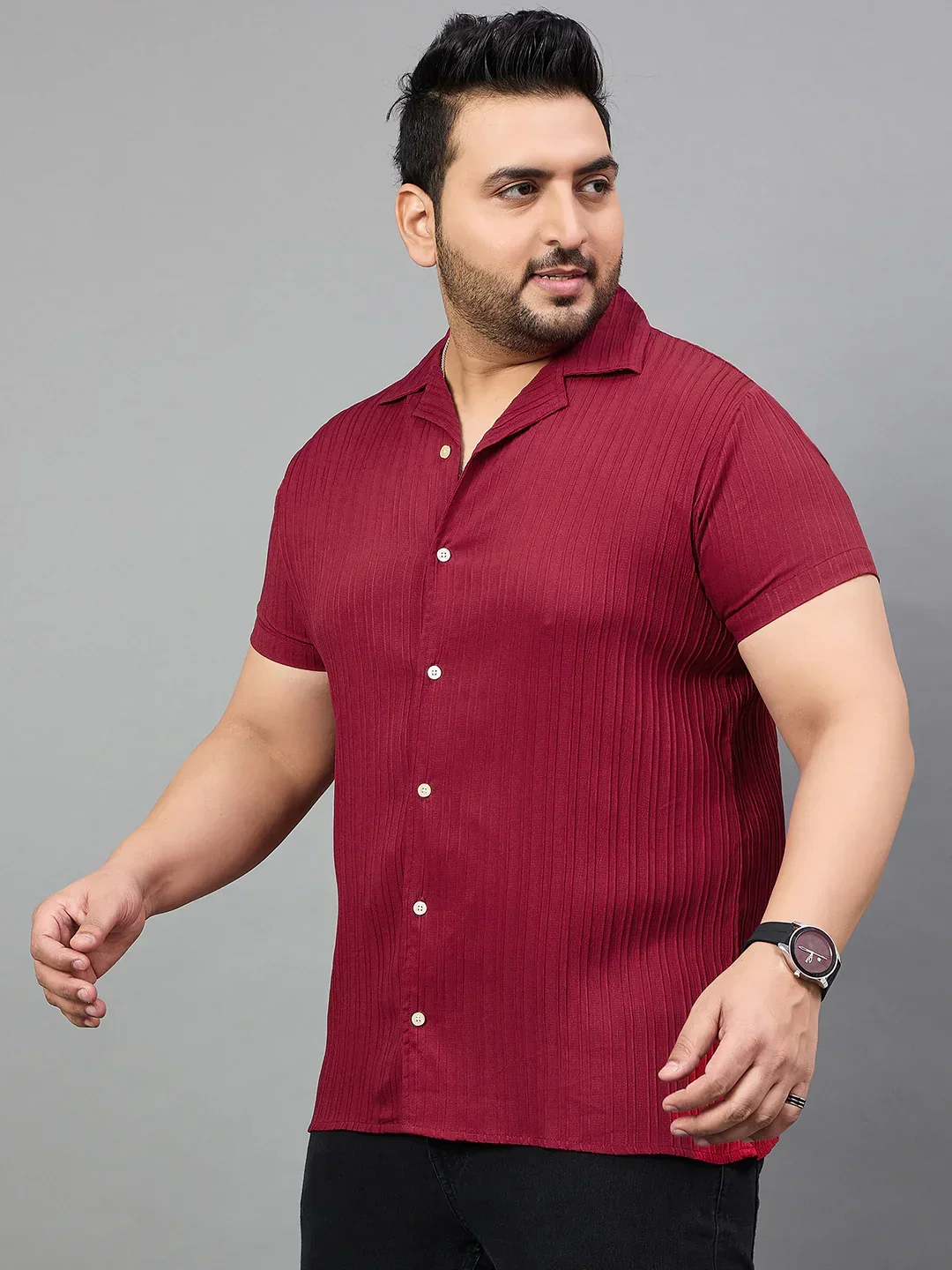 Men Plus Size Pele Solid Shirt - Image 3